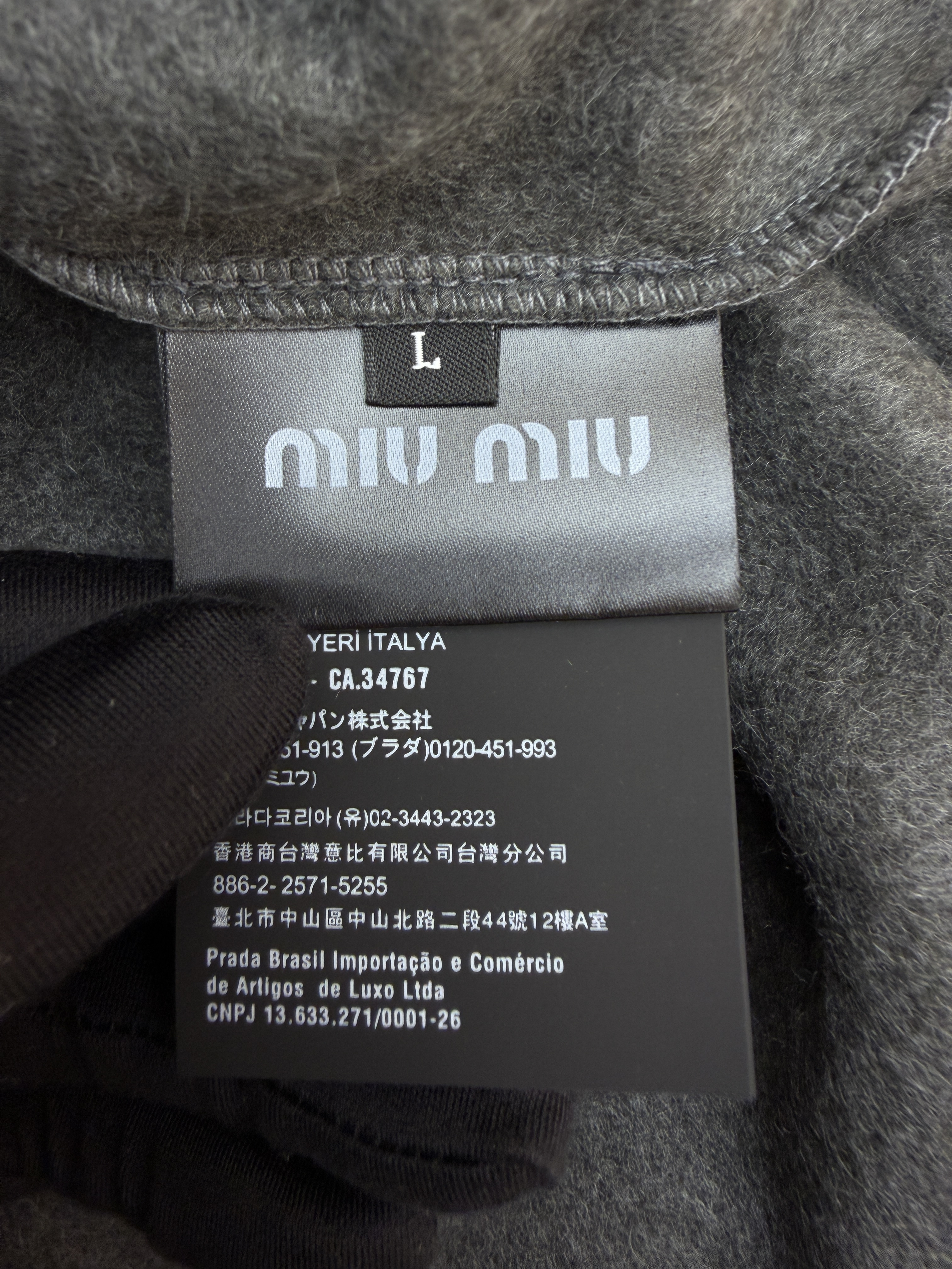 MIU MIU 缪缪 刺绣徽标拉链连帽卫衣 夹克 外套 长袖 灰色 B0 
