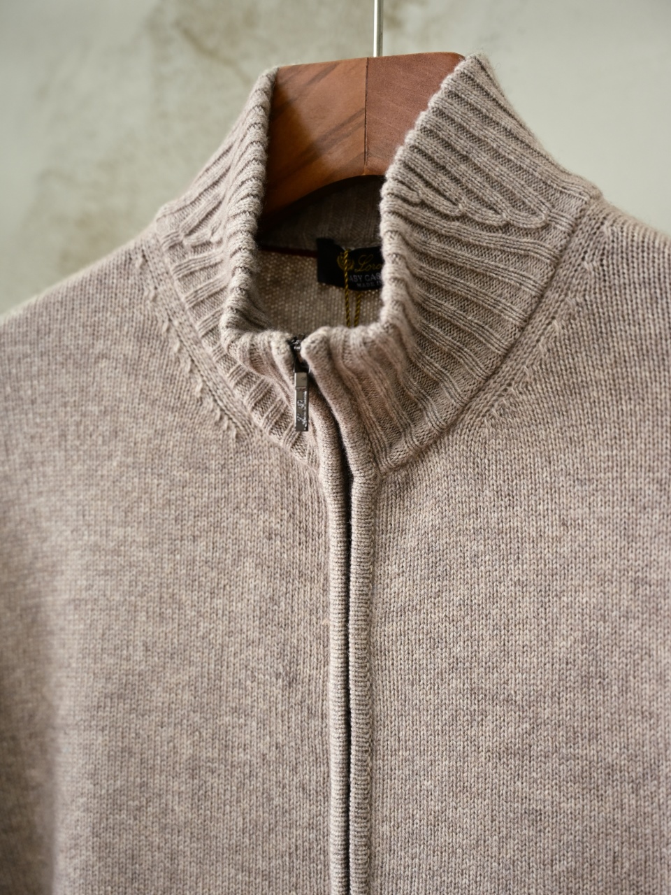 （Ribbed collar）Loro Piana LP Men's Pure Cashmere Zip-Front Long-Sleeve Sweater 拉链 羊绒 螺纹 长袖 -LP062-B0