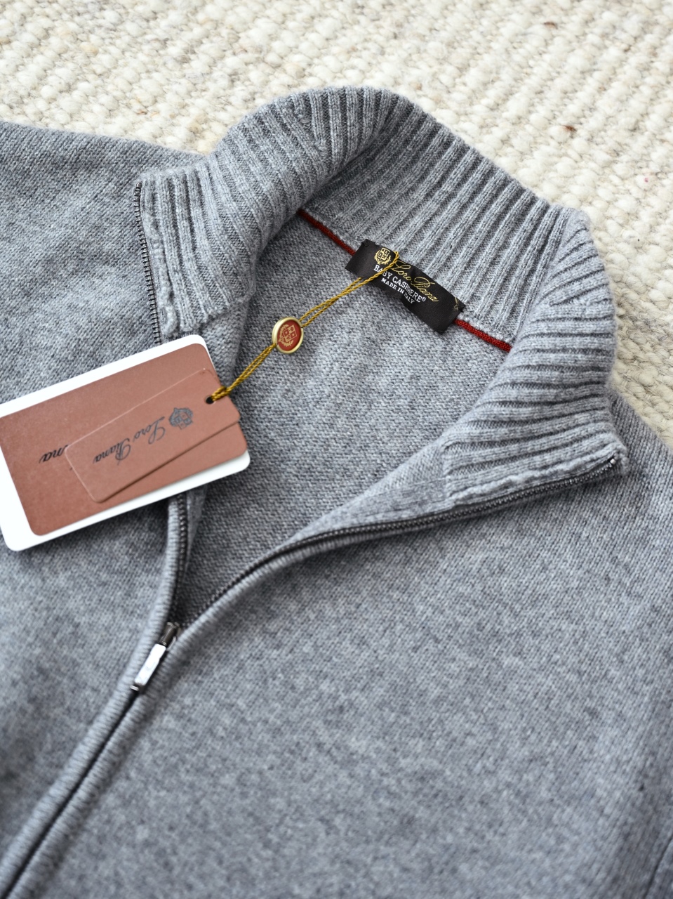 （Ribbed collar）Loro Piana LP Men's Pure Cashmere Zip-Front Long-Sleeve Sweater 拉链 羊绒 螺纹 长袖 -LP062-B0