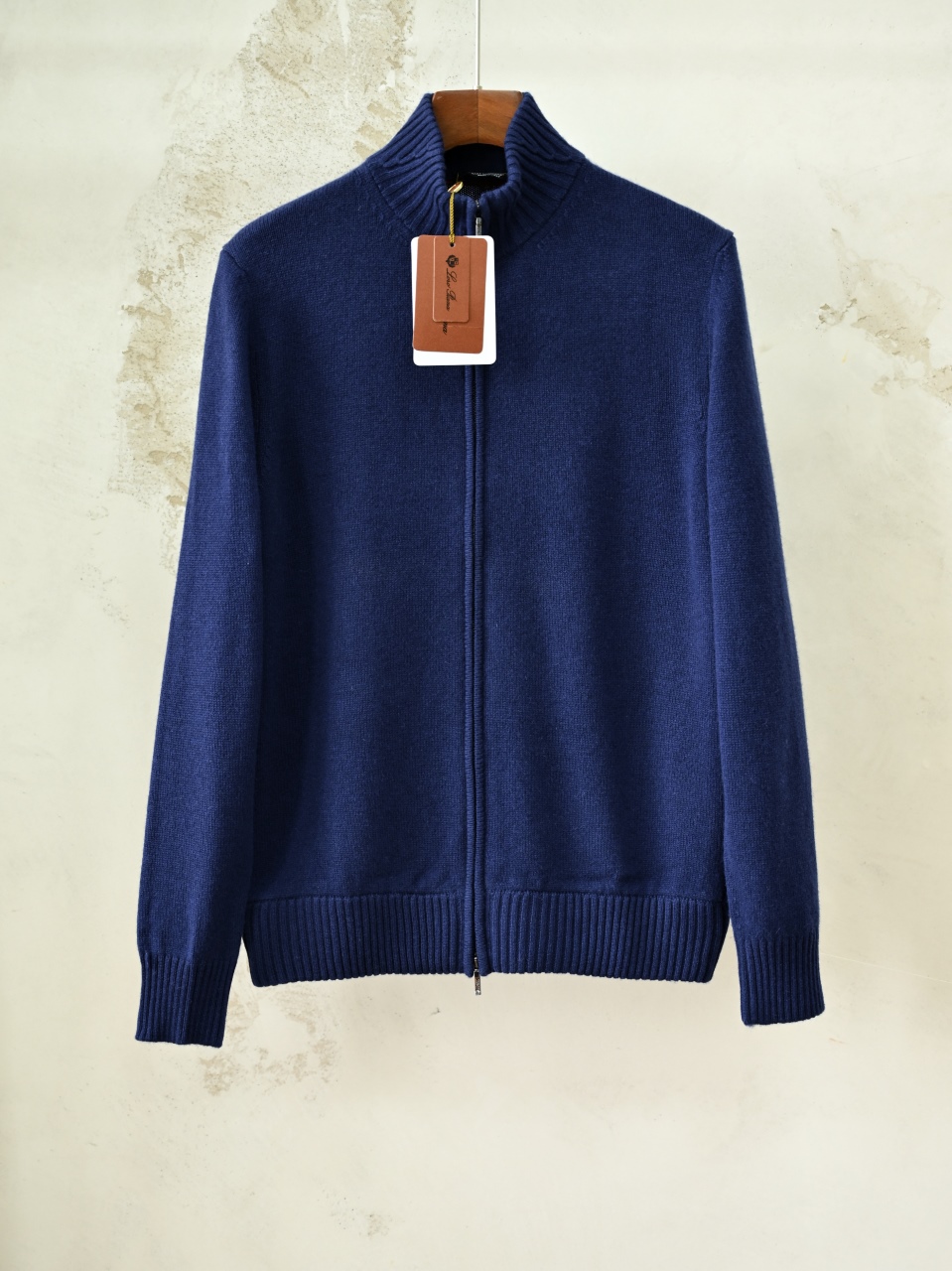 （Ribbed collar）Loro Piana LP Men's Pure Cashmere Zip-Front Long-Sleeve Sweater 拉链 羊绒 螺纹 长袖 -LP062-B0