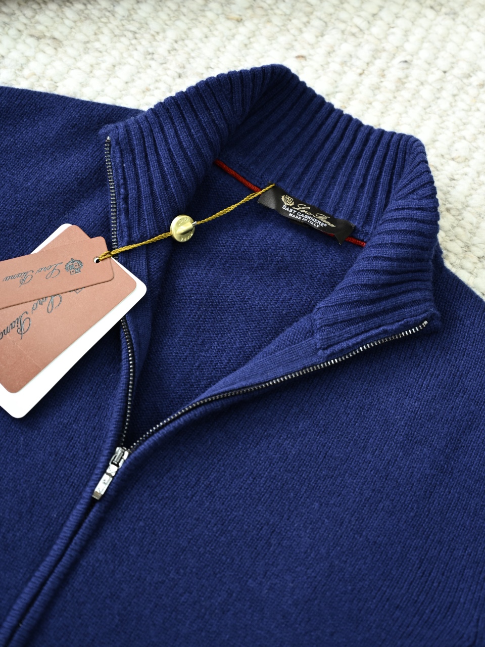 （Ribbed collar）Loro Piana LP Men's Pure Cashmere Zip-Front Long-Sleeve Sweater 拉链 羊绒 螺纹 长袖 -LP062-B0