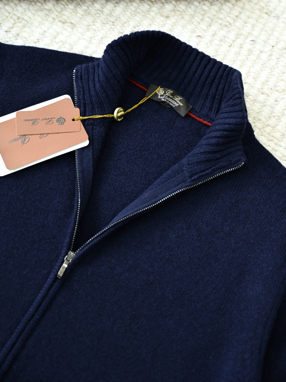 （Ribbed collar）Loro Piana LP Men's Pure Cashmere Zip-Front Long-Sleeve Sweater 拉链 羊绒 螺纹 长袖 -LP062-B0