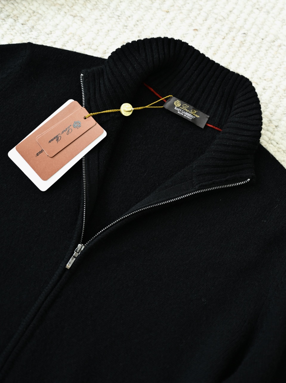（Ribbed collar）Loro Piana LP Men's Pure Cashmere Zip-Front Long-Sleeve Sweater 拉链 羊绒 螺纹 长袖 -LP062-B0