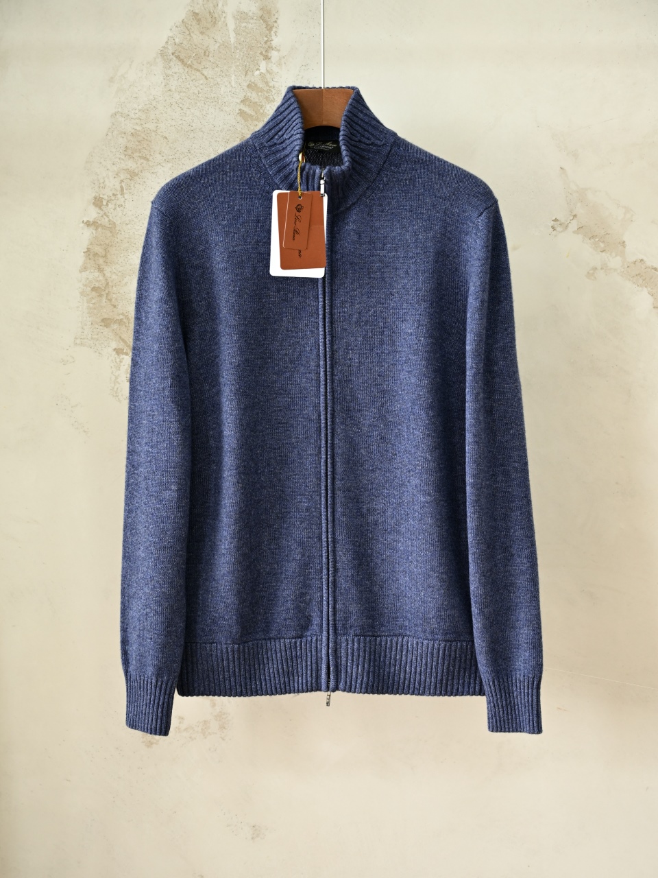 （Ribbed collar）Loro Piana LP Men's Pure Cashmere Zip-Front Long-Sleeve Sweater 拉链 羊绒 螺纹 长袖 -LP062-B0
