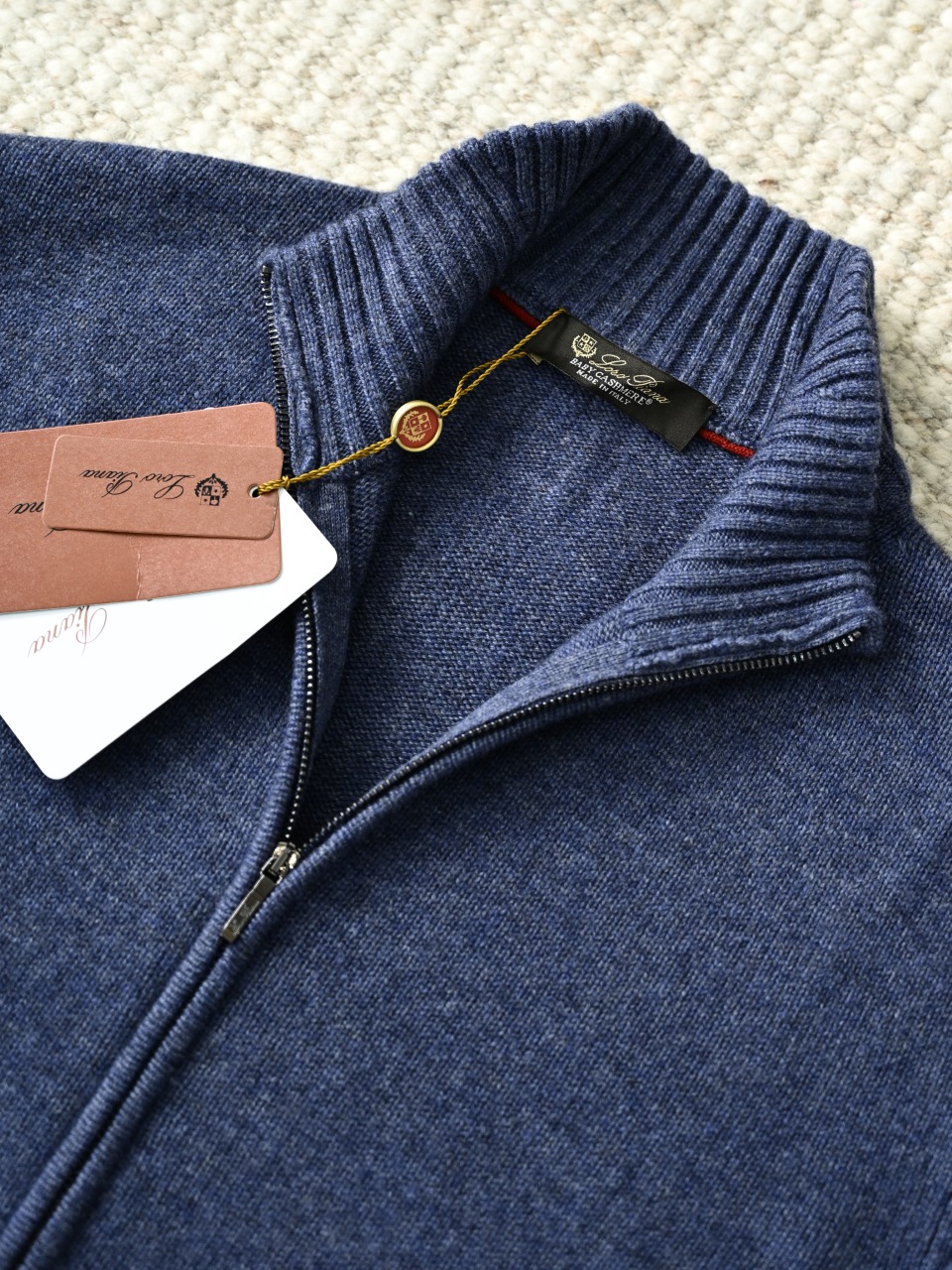 （Ribbed collar）Loro Piana LP Men's Pure Cashmere Zip-Front Long-Sleeve Sweater 拉链 羊绒 螺纹 长袖 -LP062-B0
