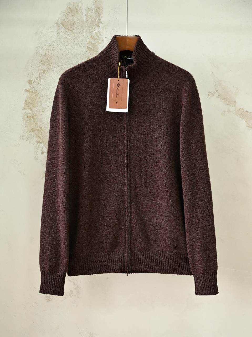 （Ribbed collar）Loro Piana LP Men's Pure Cashmere Zip-Front Long-Sleeve Sweater 拉链 羊绒 螺纹 长袖 -LP062-B0