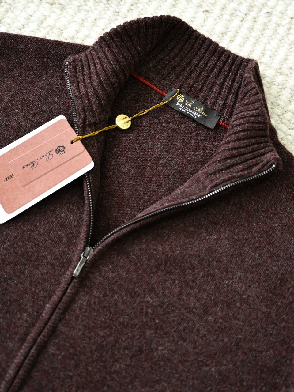 （Ribbed collar）Loro Piana LP Men's Pure Cashmere Zip-Front Long-Sleeve Sweater 拉链 羊绒 螺纹 长袖 -LP062-B0