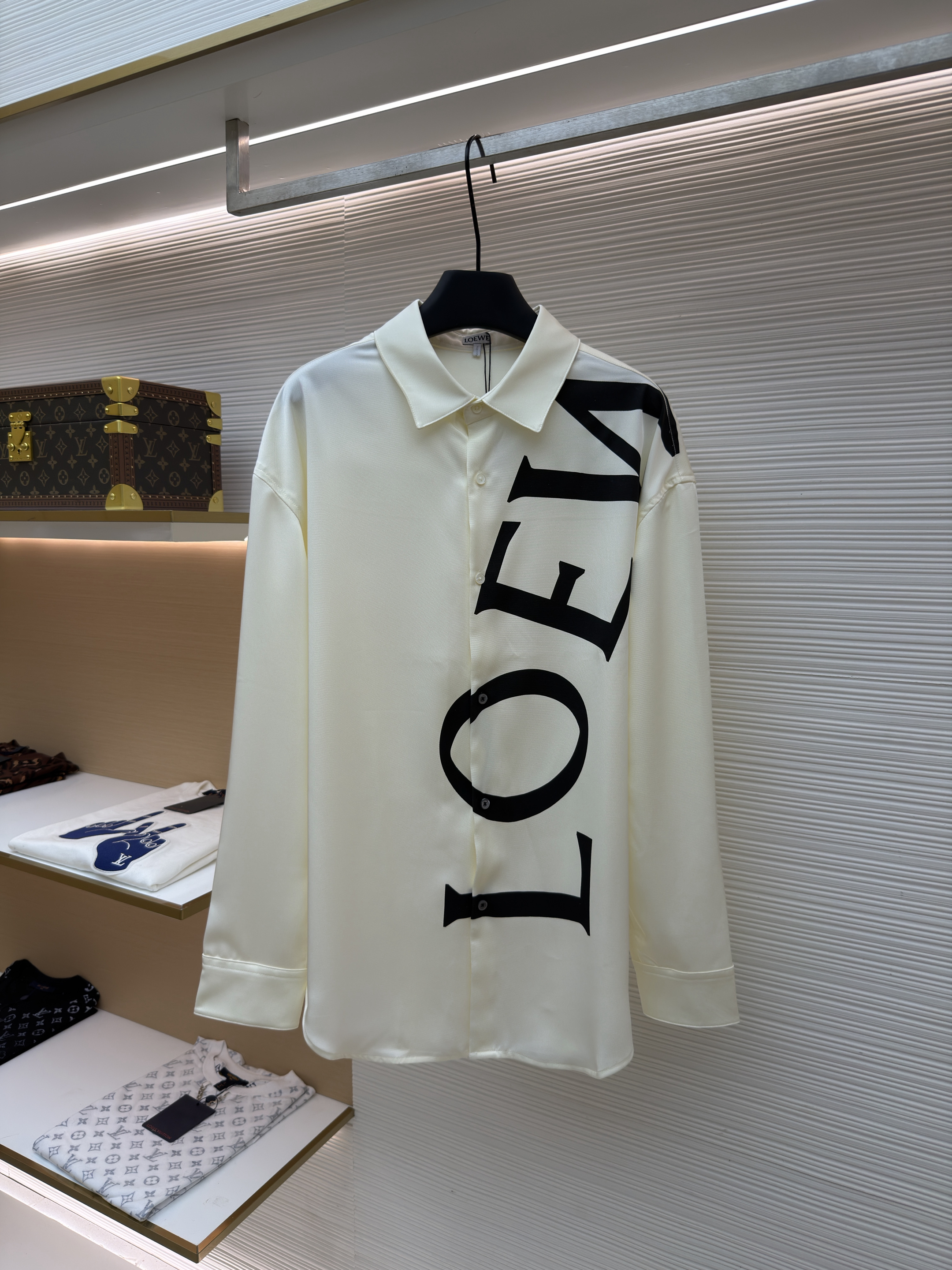 LOEWE 罗意威 印花丝绸衬衫 外套 长袖 秋冬 白色 B0 