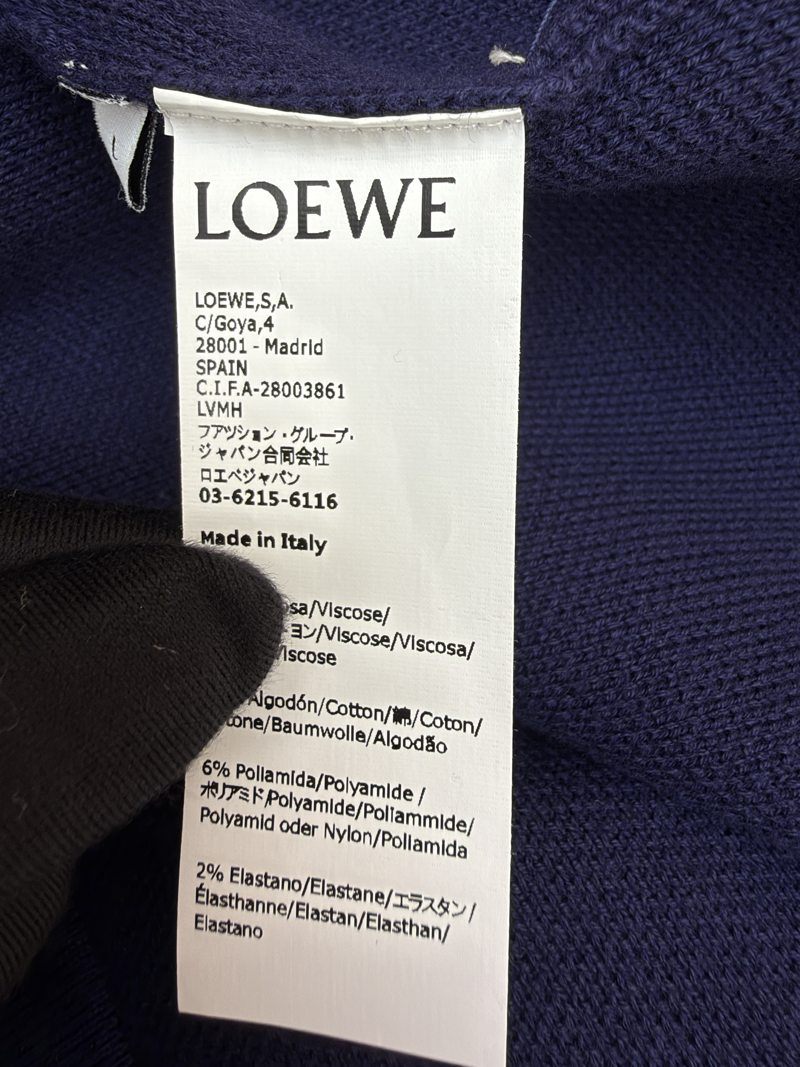 LOEWE 罗意威 口袋提花羊圆领针织毛衣 针织衫 外套 长袖 蓝色 B0 