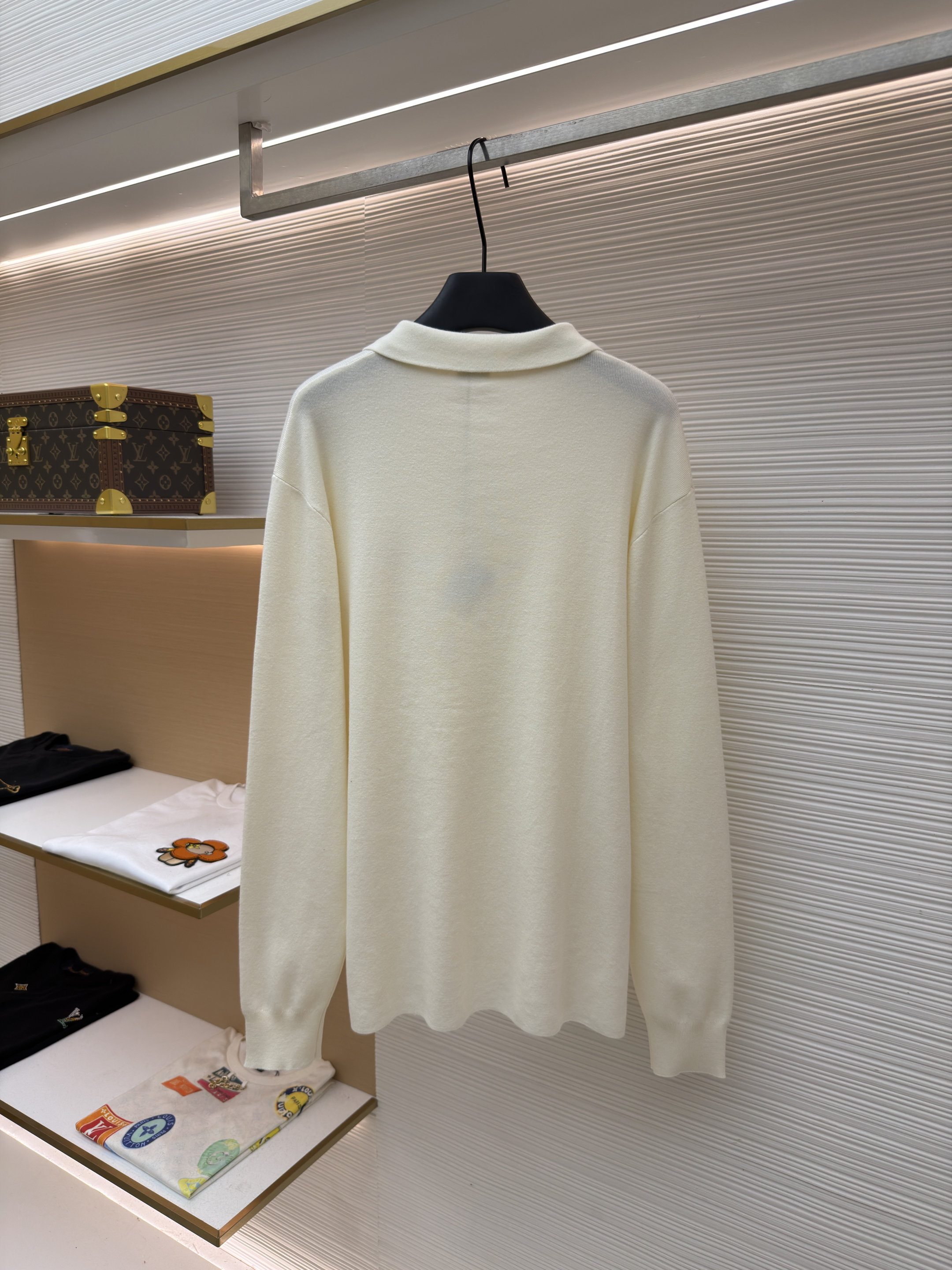 LOEWE 罗意威 刺绣针织Polo衫 针织衫 外套 长袖 秋冬 米白色 B0