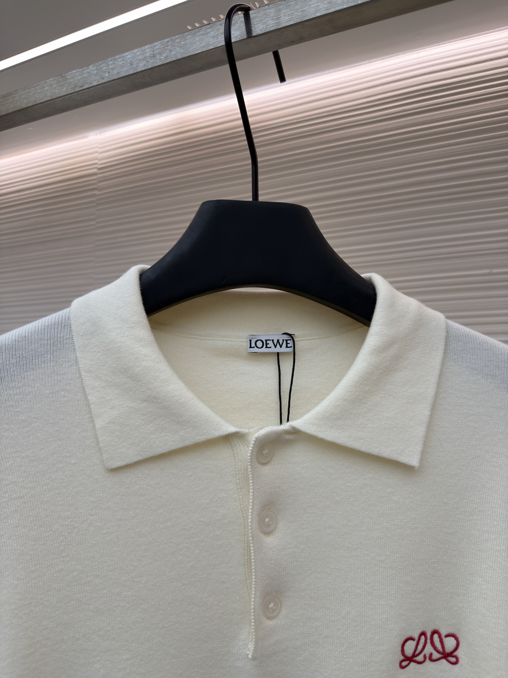 LOEWE 罗意威 刺绣针织Polo衫 针织衫 外套 长袖 秋冬 米白色 B0