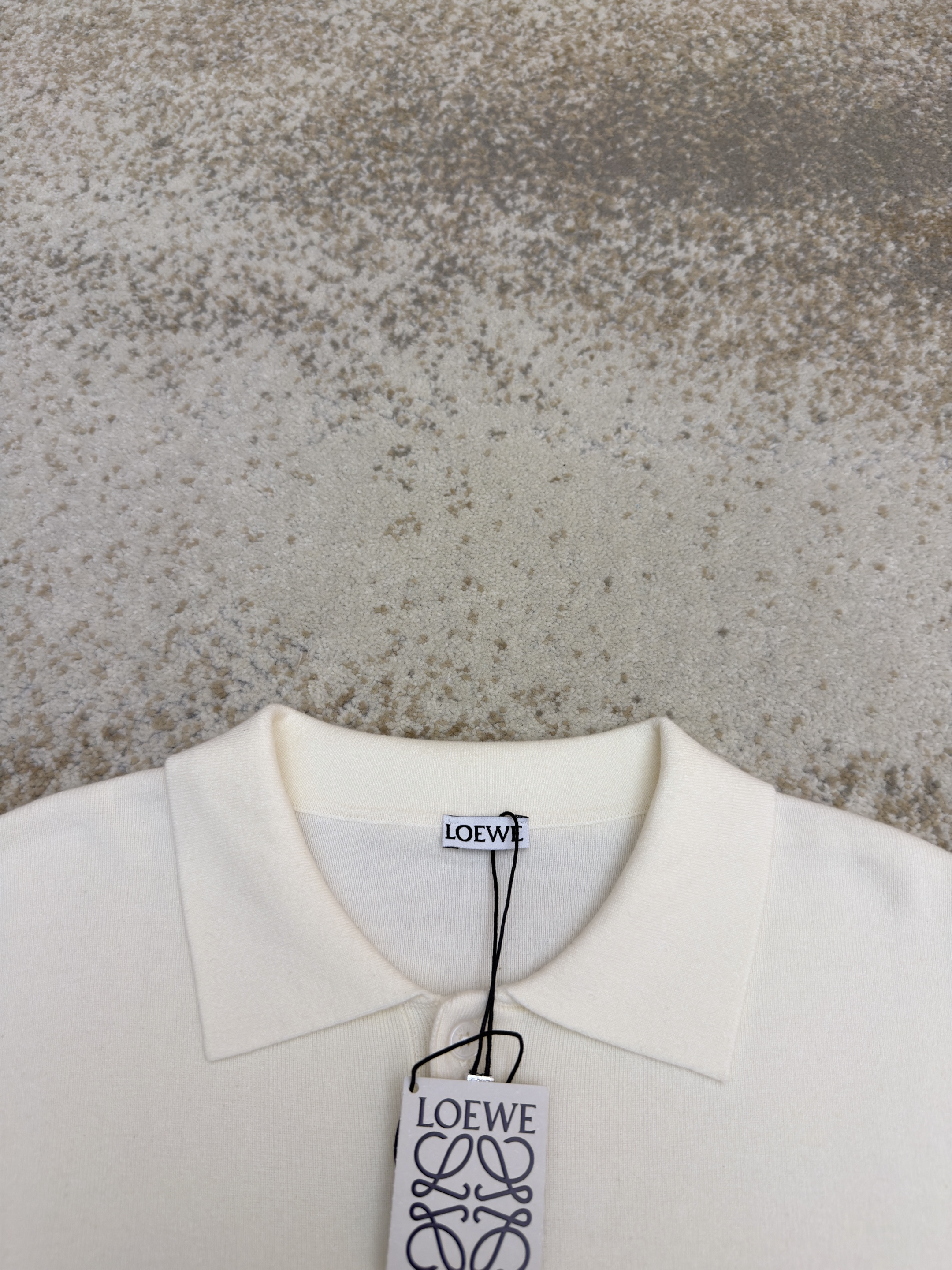 LOEWE 罗意威 刺绣针织Polo衫 针织衫 外套 长袖 秋冬 米白色 B0
