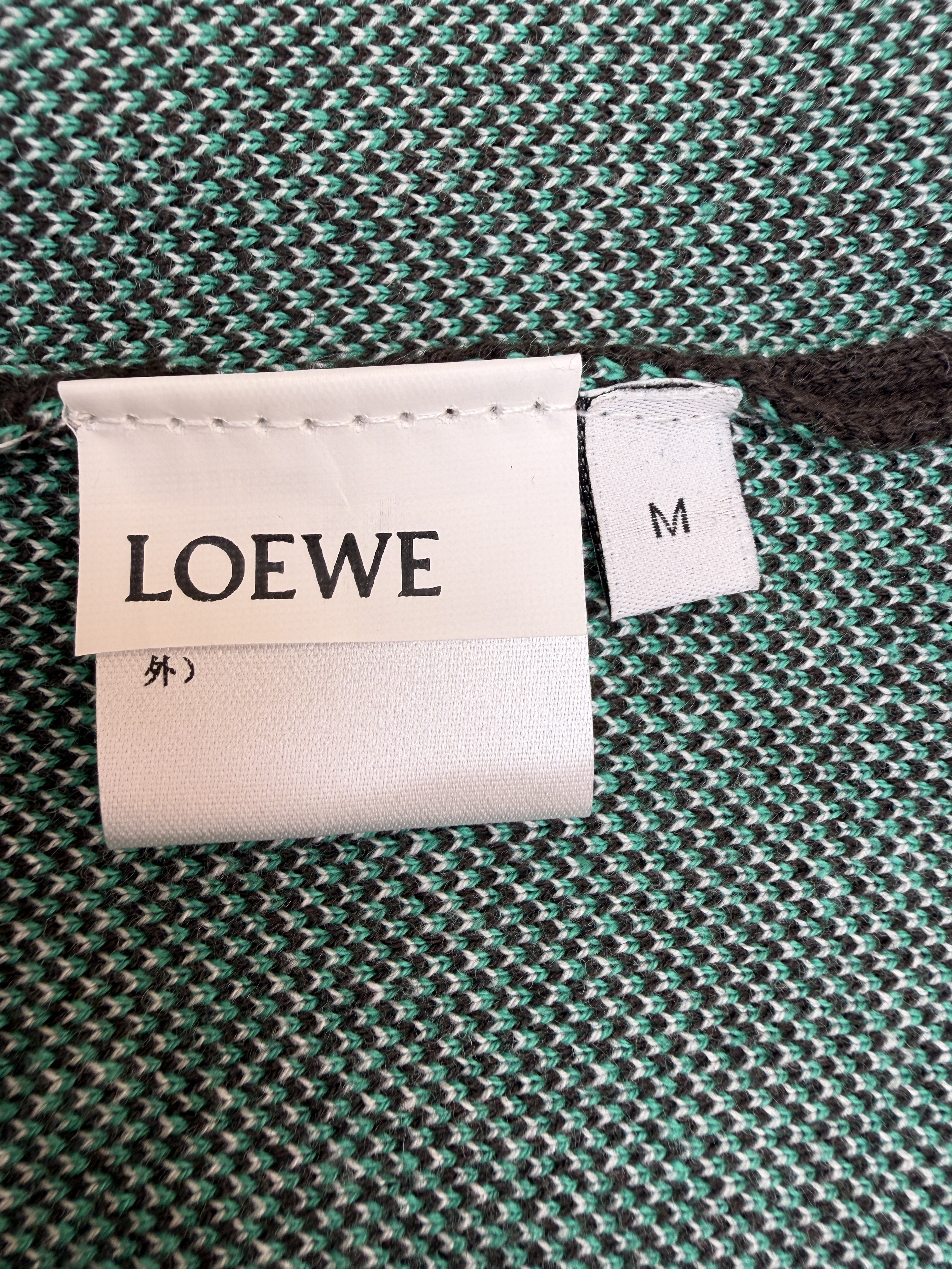 Loewe 罗意威 内格纹翻袖圆领针织短袖 针织衫 T恤 灰色 棕色 A7