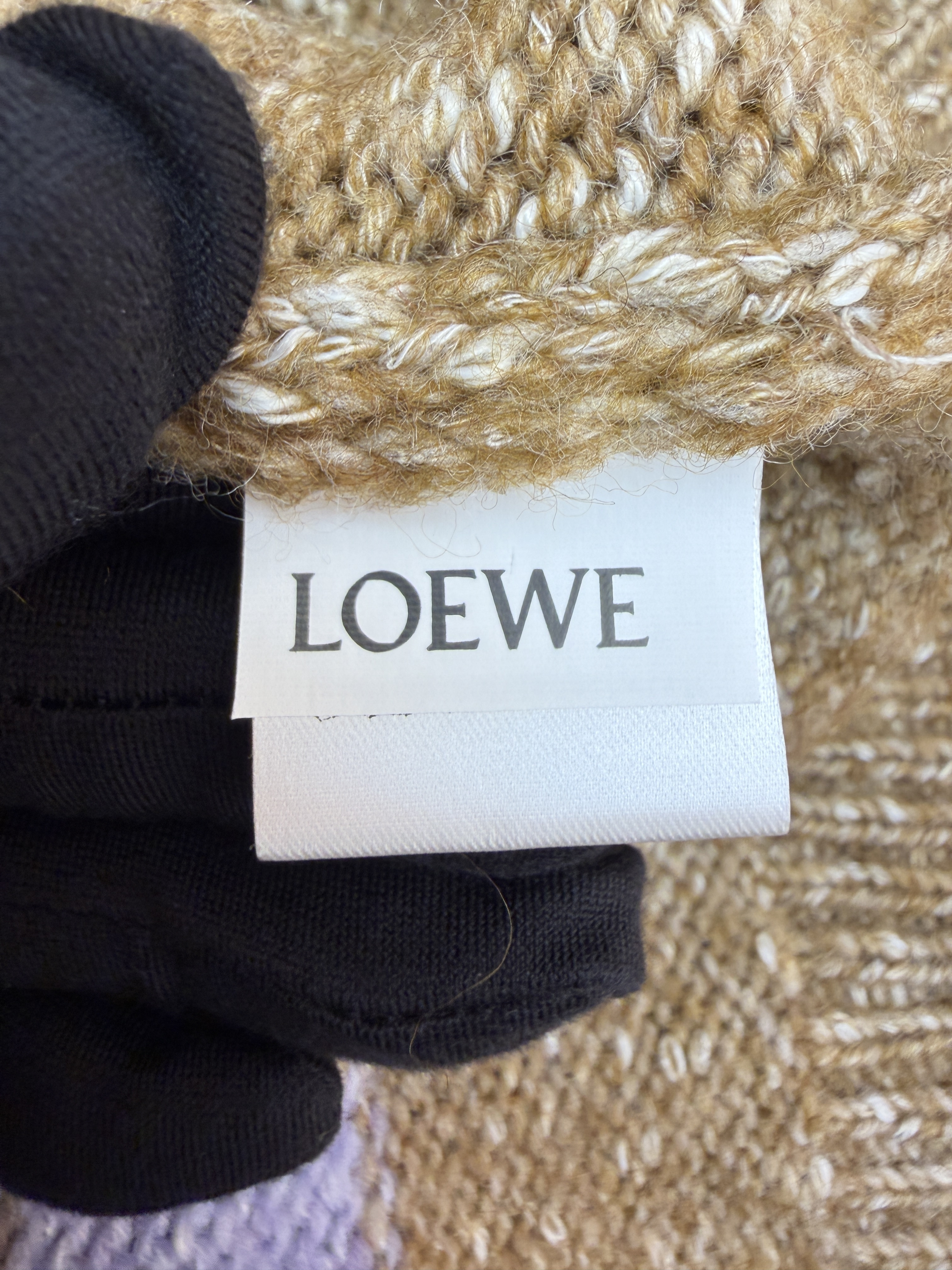 LOEWE 罗意威 后背嵌花拉链立领毛衣 针织衫 开衫 外套 长袖 秋冬 卡其色 B5