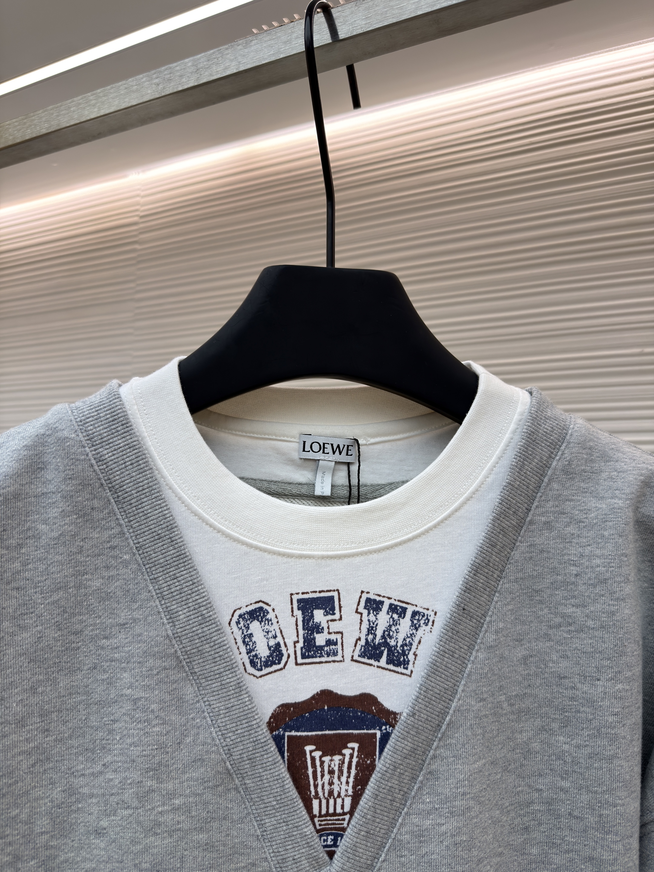 LOEWE 罗意威 假两件印花圆领卫衣 外套 长袖 秋冬 藏蓝色 灰色 B0 H526Y24X68-5190