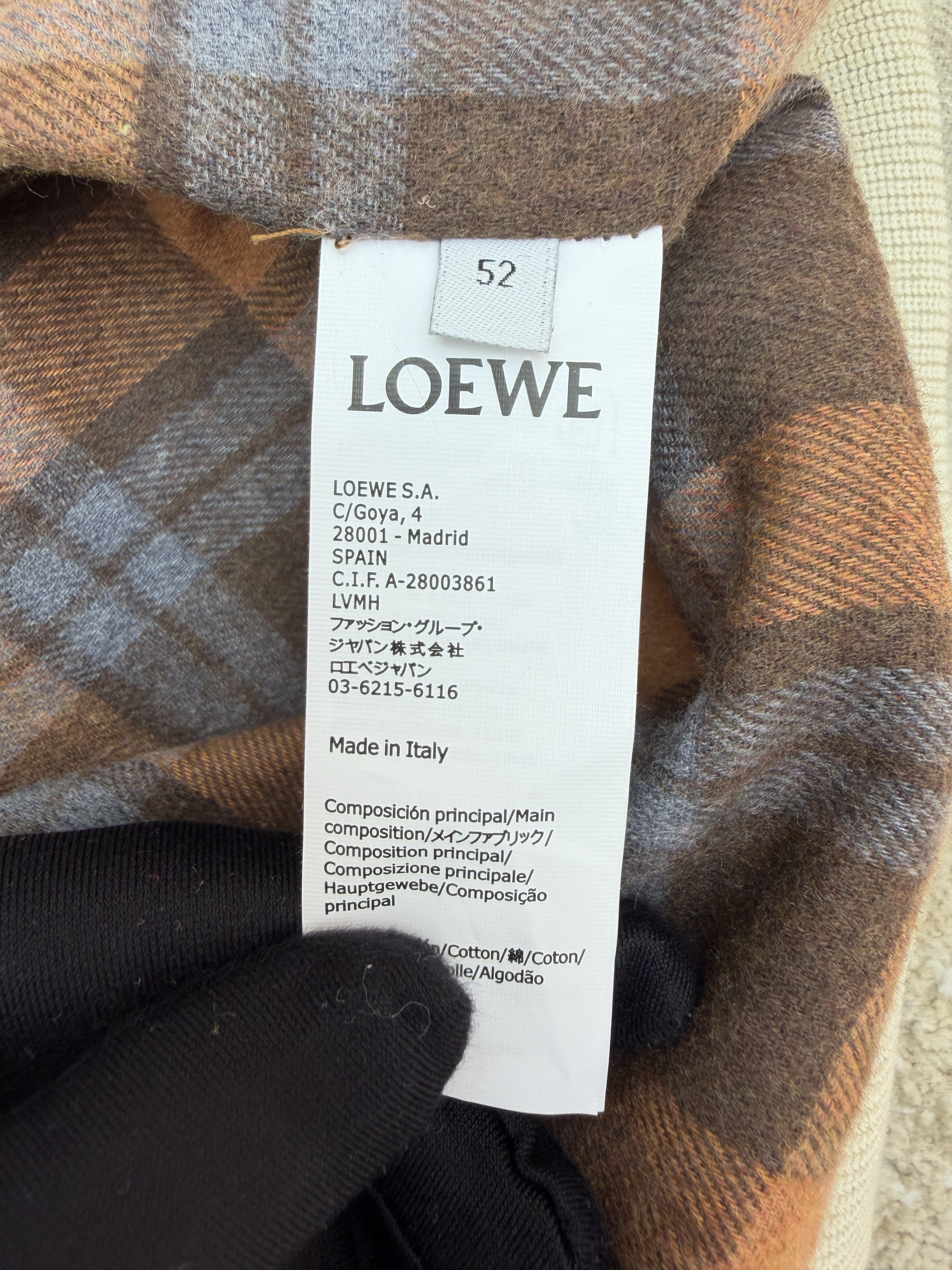 LOEWE 罗意威 压花羊毛拉链外套 夹克 长袖 秋冬 卡其色 B5
