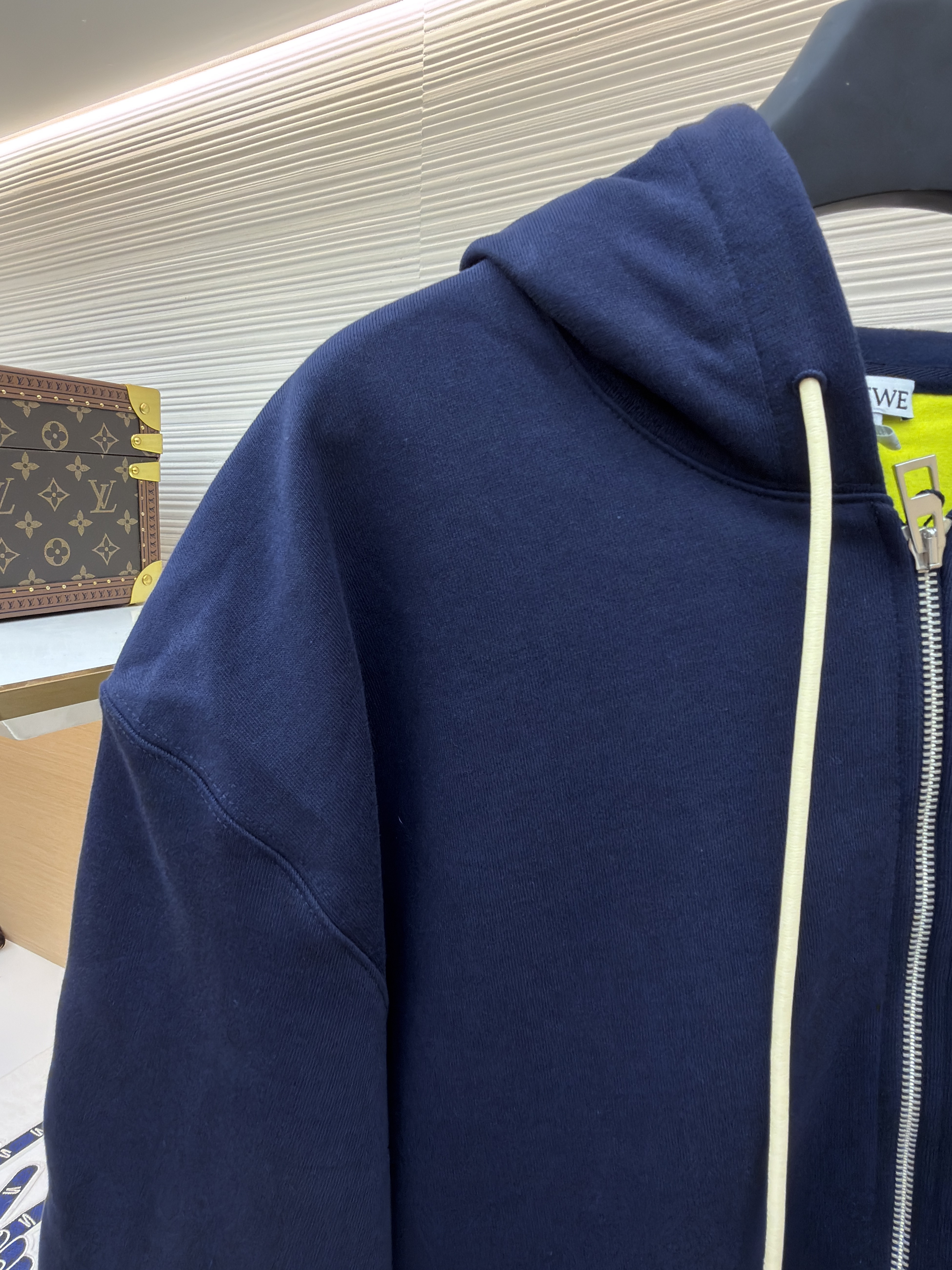 LOEWE 罗意威 刺绣弯刀袖拉链连帽卫衣 外套 连帽衫 长袖 秋冬 蓝色 B2