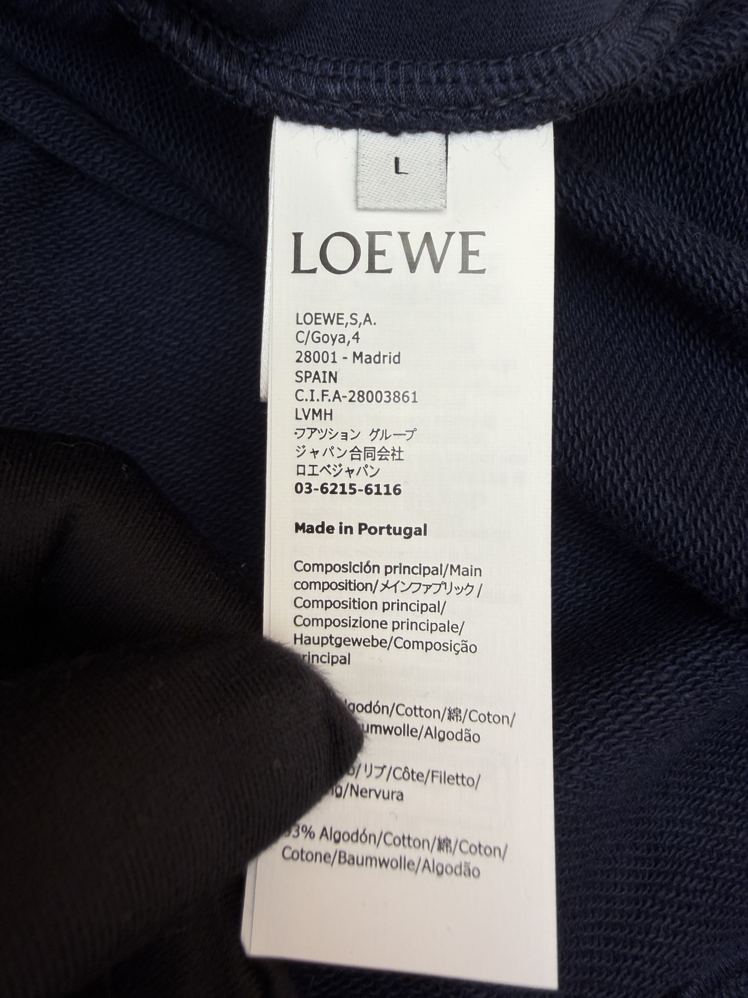 LOEWE 罗意威 刺绣弯刀袖拉链连帽卫衣 外套 连帽衫 长袖 秋冬 蓝色 B2