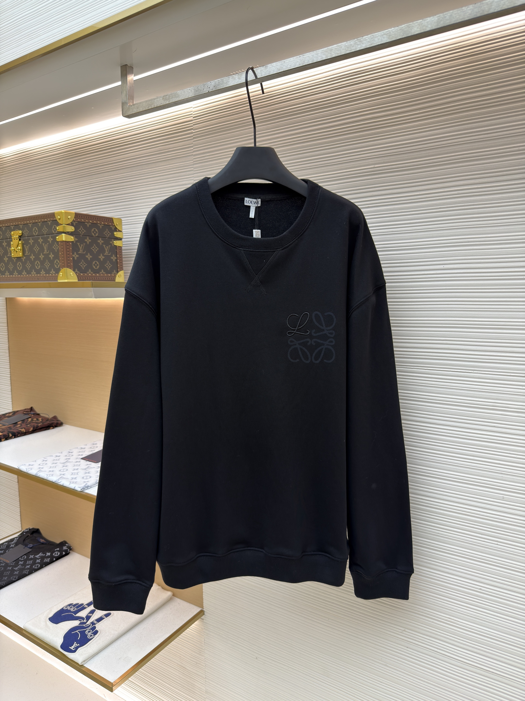 LOEWE 罗意威 刺绣圆领卫衣 外套 长袖 秋冬 蓝色 黑色 A7
