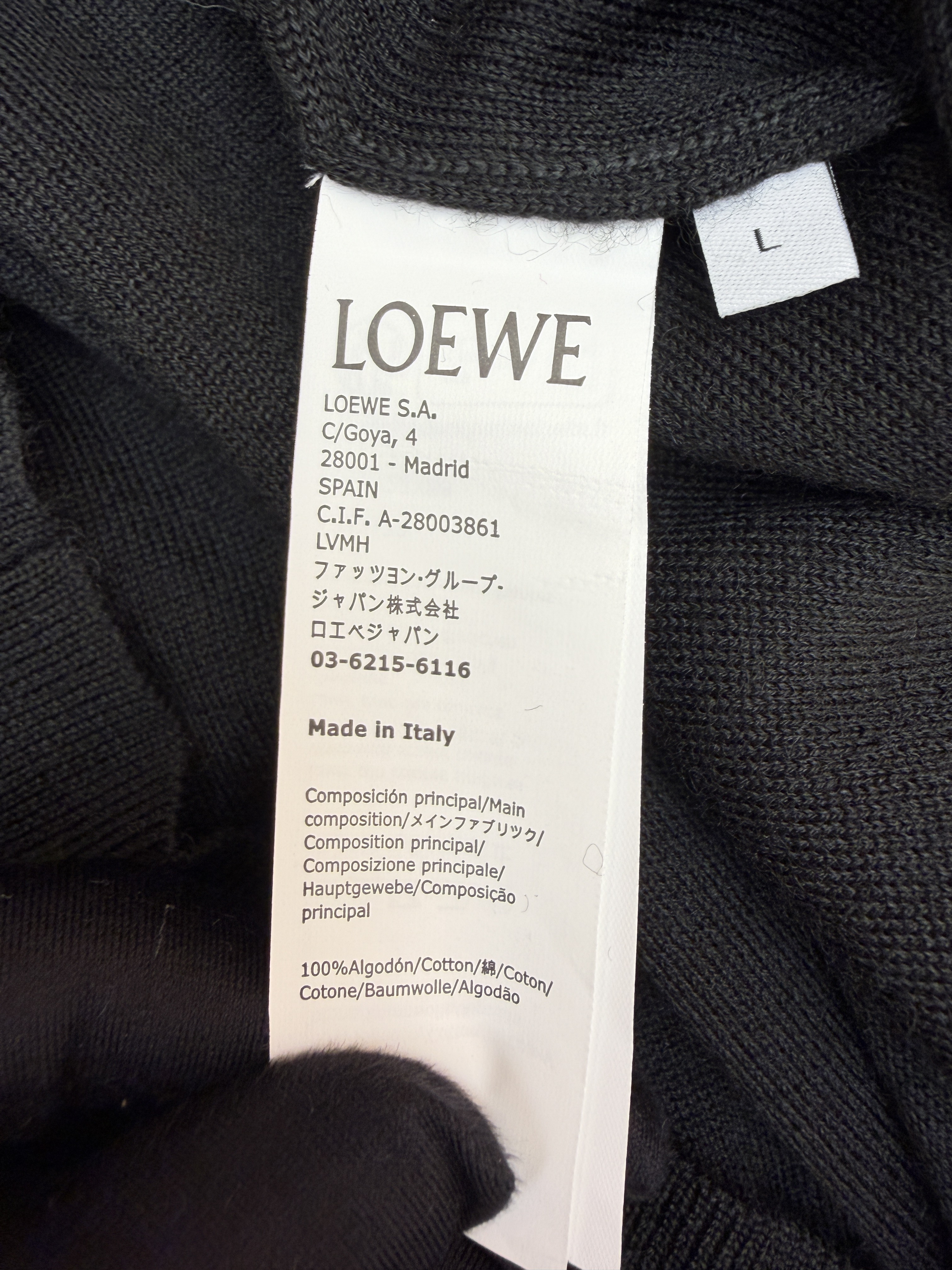 LOEWE 罗意威 皮革拉链连帽毛衣 针织衫 外套 长袖 黑色 棕色 B0