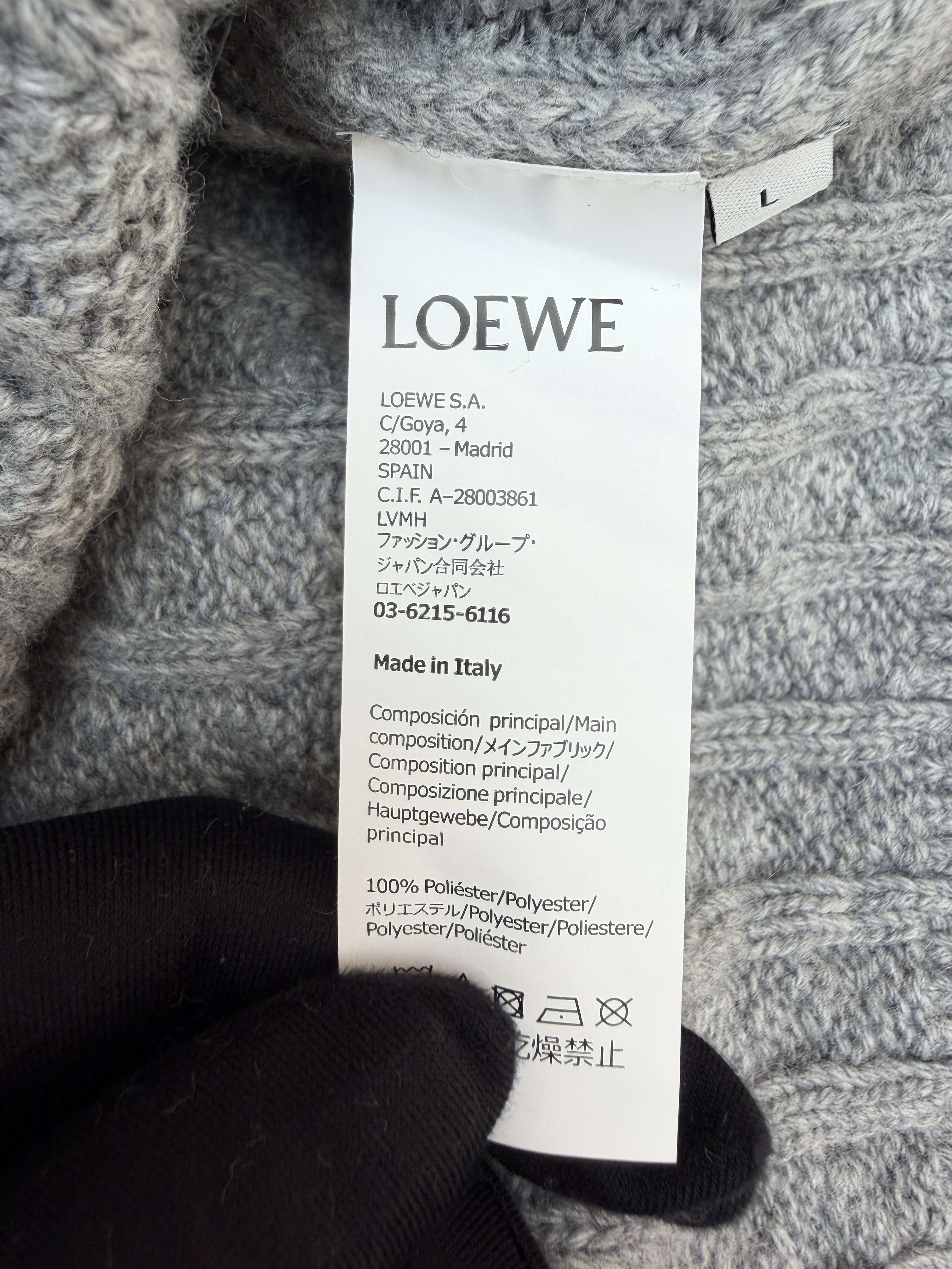 LOEWE 罗意威 Anagram 麻花编织圆领毛衣 针织衫 外套 长袖 绿色 灰色 B0 H526Y14K83-4160