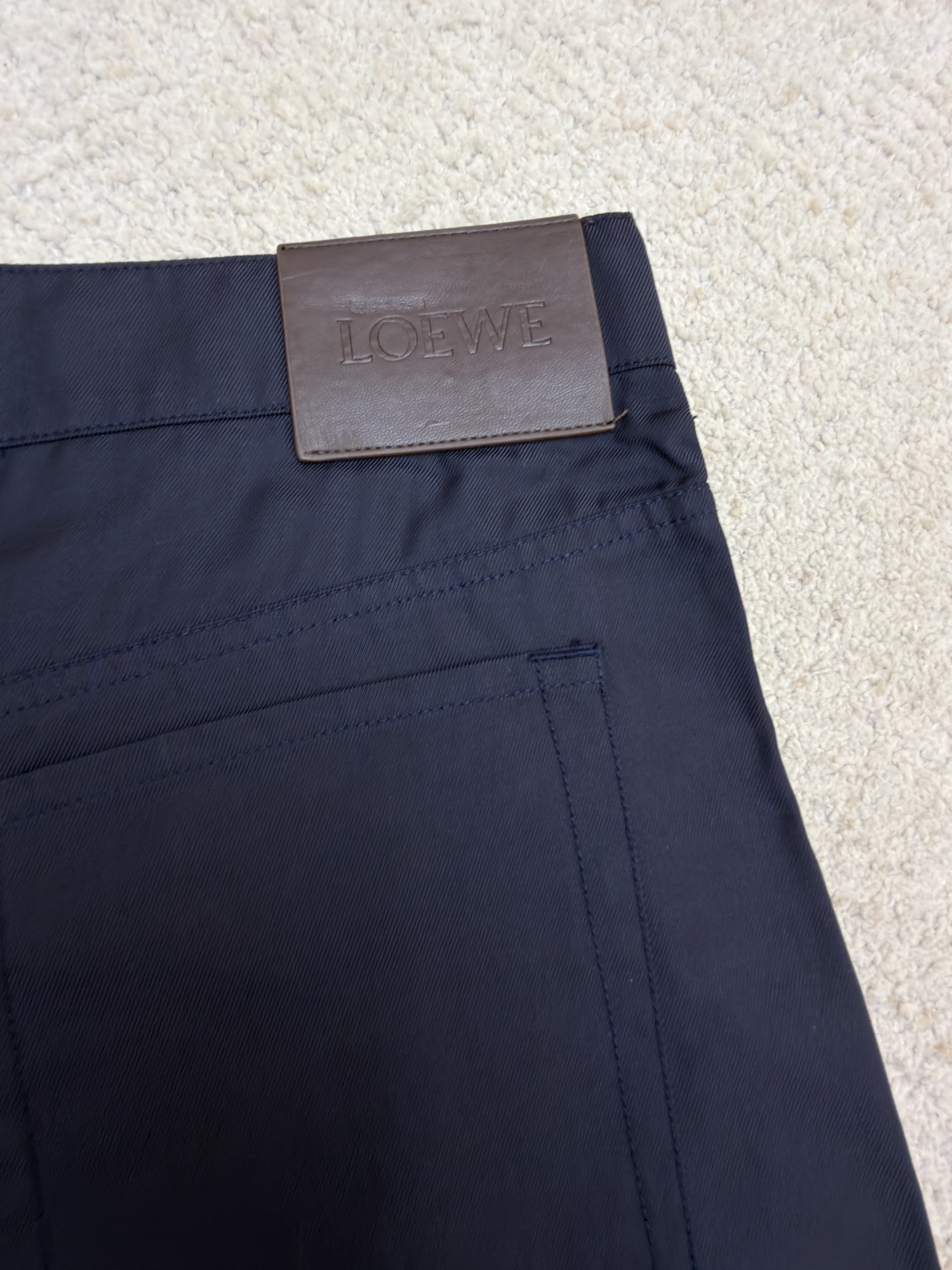 Loewe 罗意威 棉质斜纹布工装裤 长裤 裤子 休闲裤 藏蓝色 B0