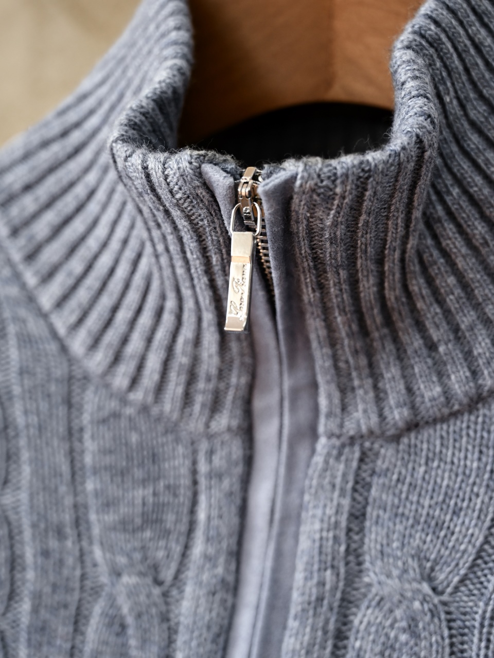 （Half-zip cable-knit）Loro Piana LP Men's Pure Cashmere Long-Sleeve Sweater 半拉链 麻花 长袖 -LP062-B0