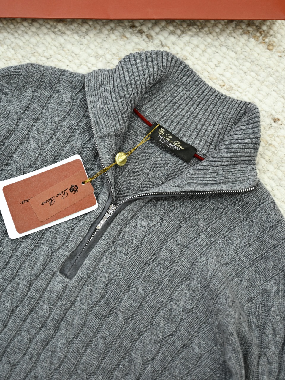 （Half-zip cable-knit）Loro Piana LP Men's Pure Cashmere Long-Sleeve Sweater 半拉链 麻花 长袖 -LP062-B0