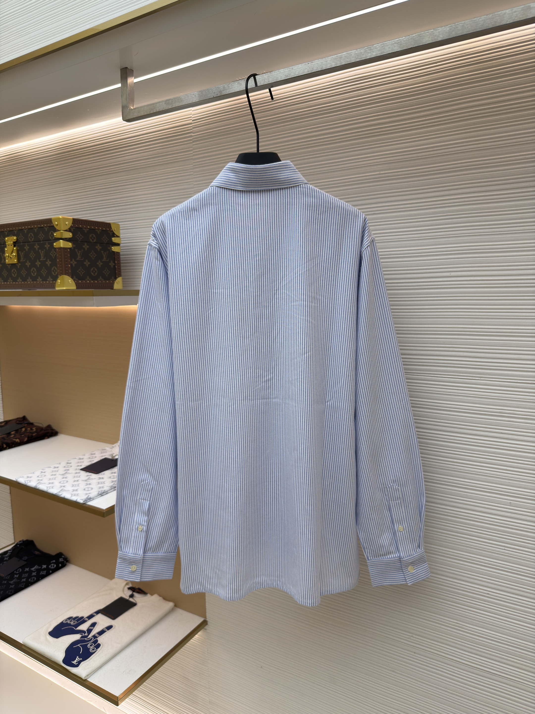 Loewe 罗意威 皮牌条纹 衬衫 外套 长袖 秋冬 蓝色 B0