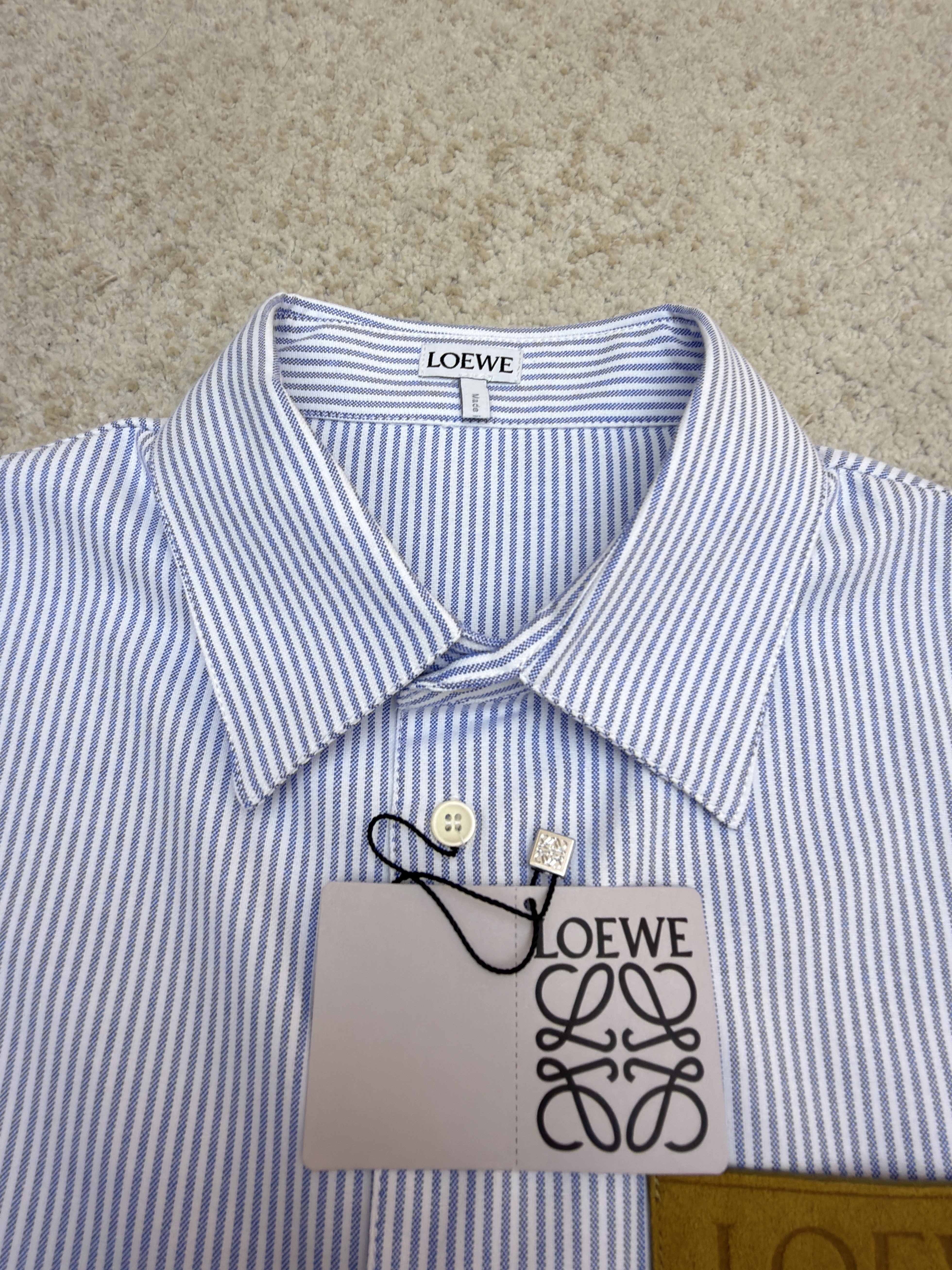 Loewe 罗意威 皮牌条纹 衬衫 外套 长袖 秋冬 蓝色 B0