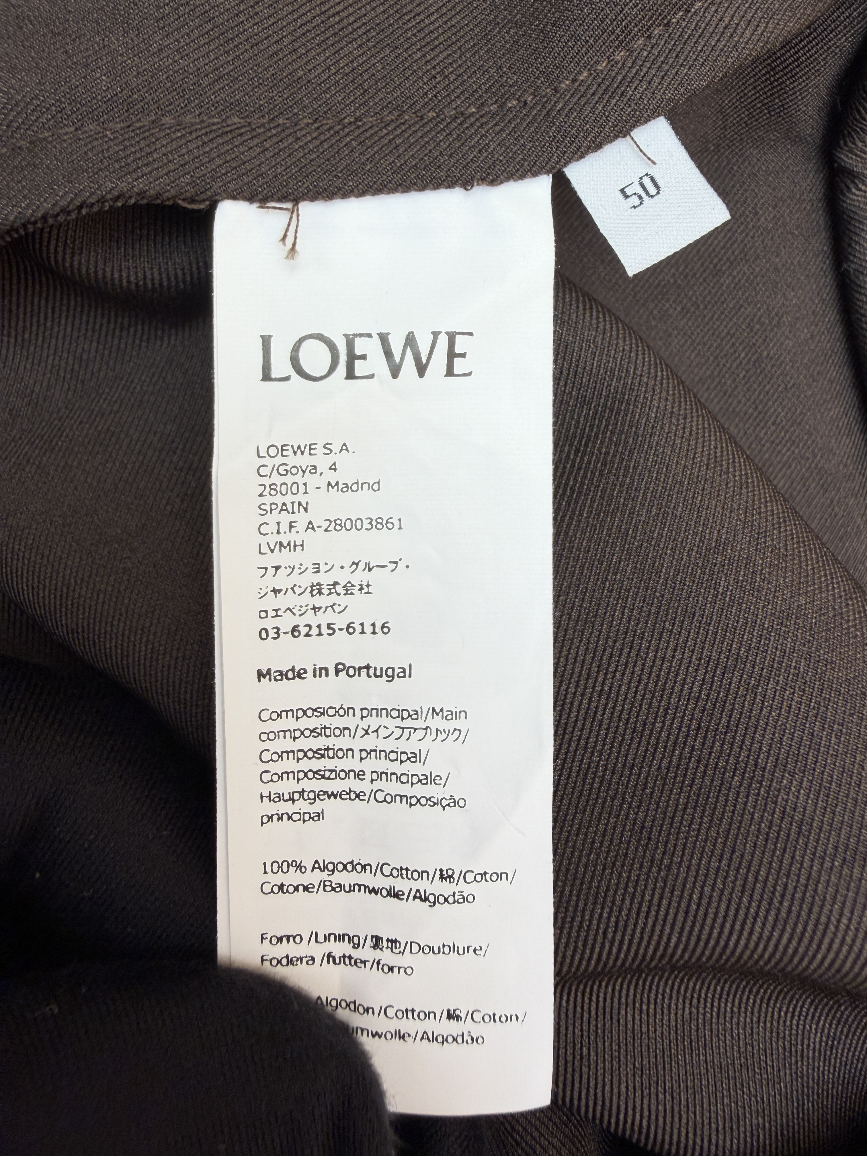 LOEWE 罗意威 刺绣翻领外套 夹克 长袖 秋冬 棕色 B5
