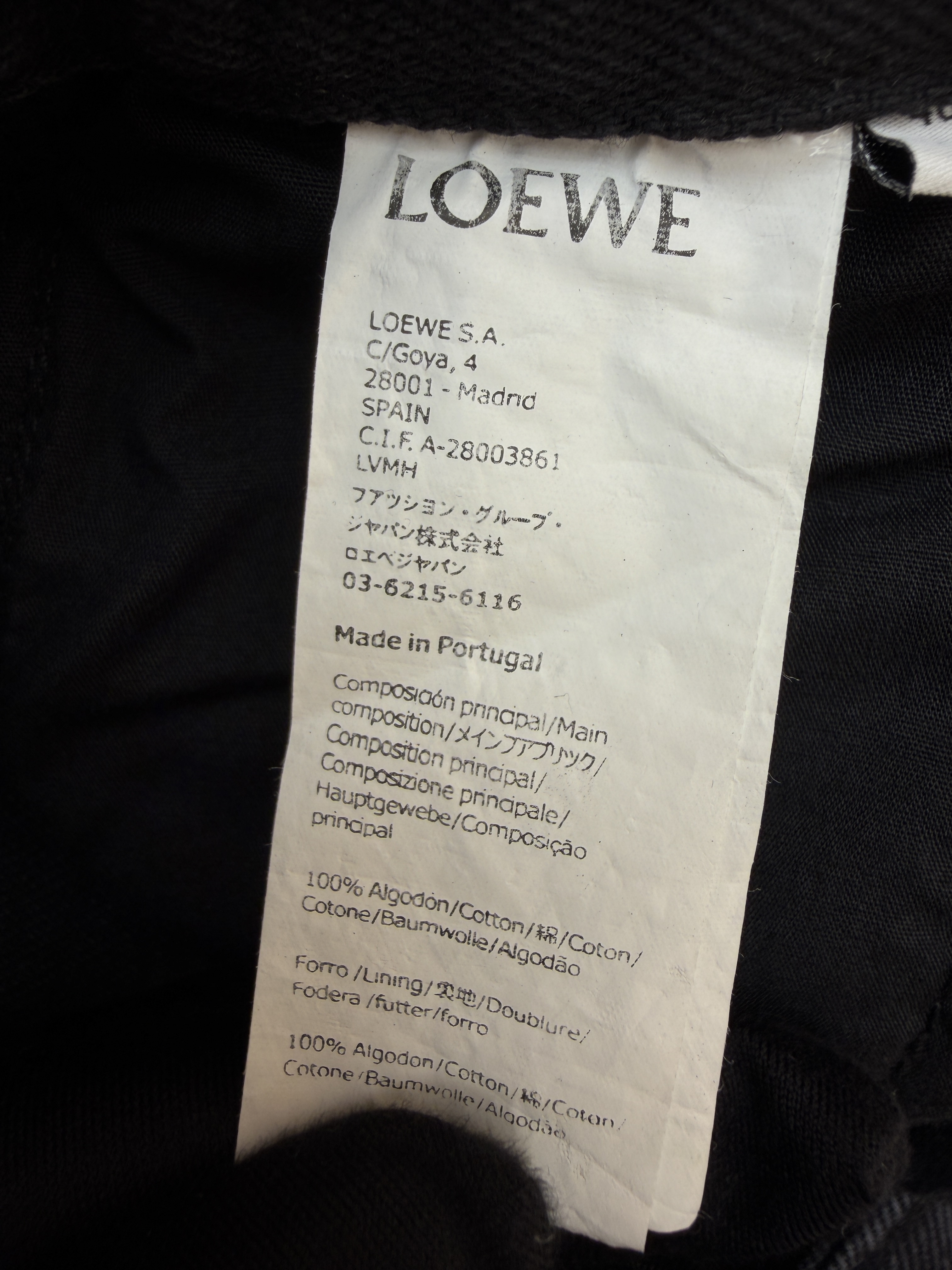 Loewe 罗意威 压纹皮革牛仔裤 长裤 裤子 休闲裤 蓝色 黑色 B5