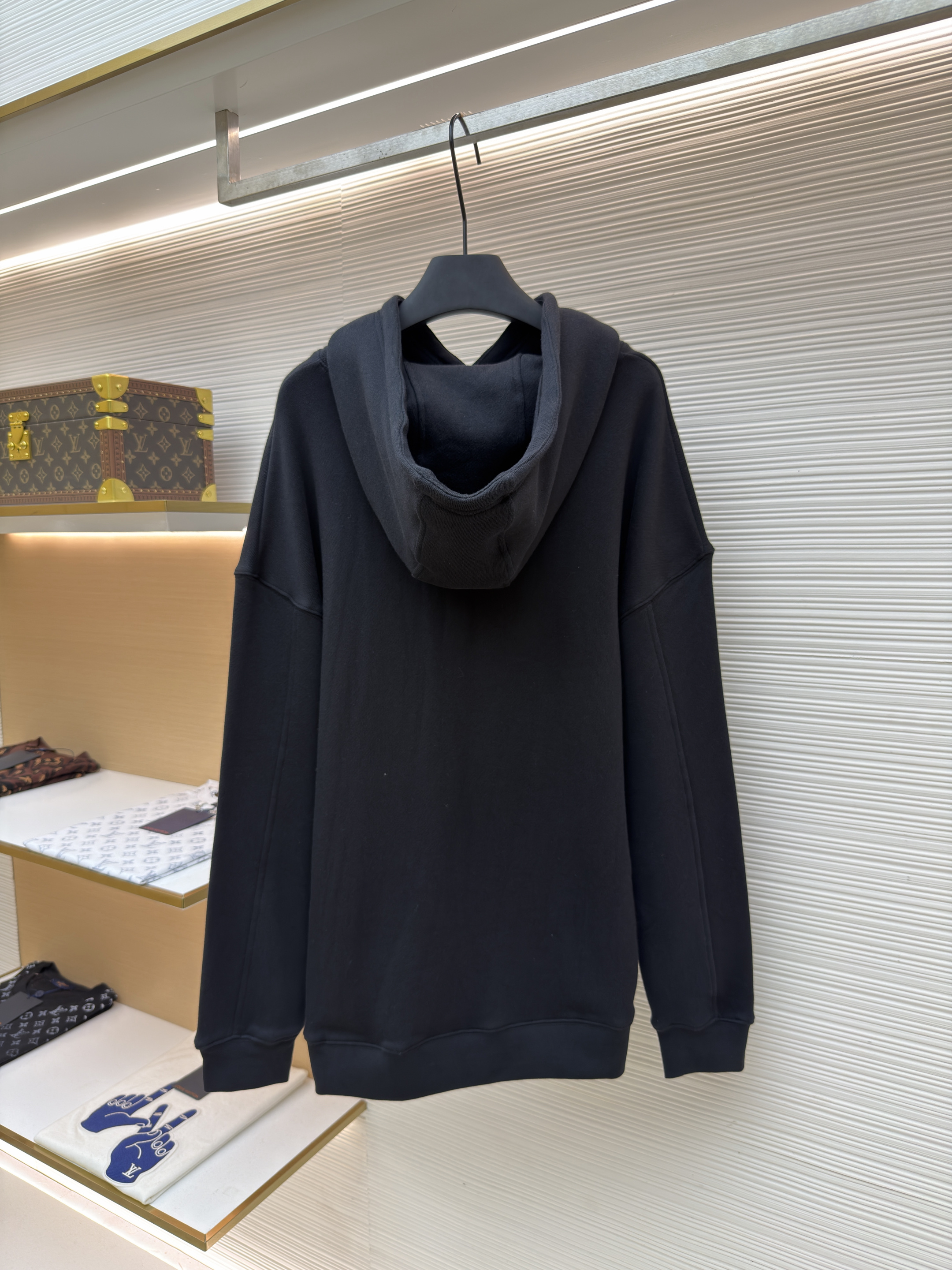 LOEWE 罗意威 刺绣皮革抽绳连帽卫衣 连帽衫 外套 长袖 秋冬 灰色 黑色 米白色 B0