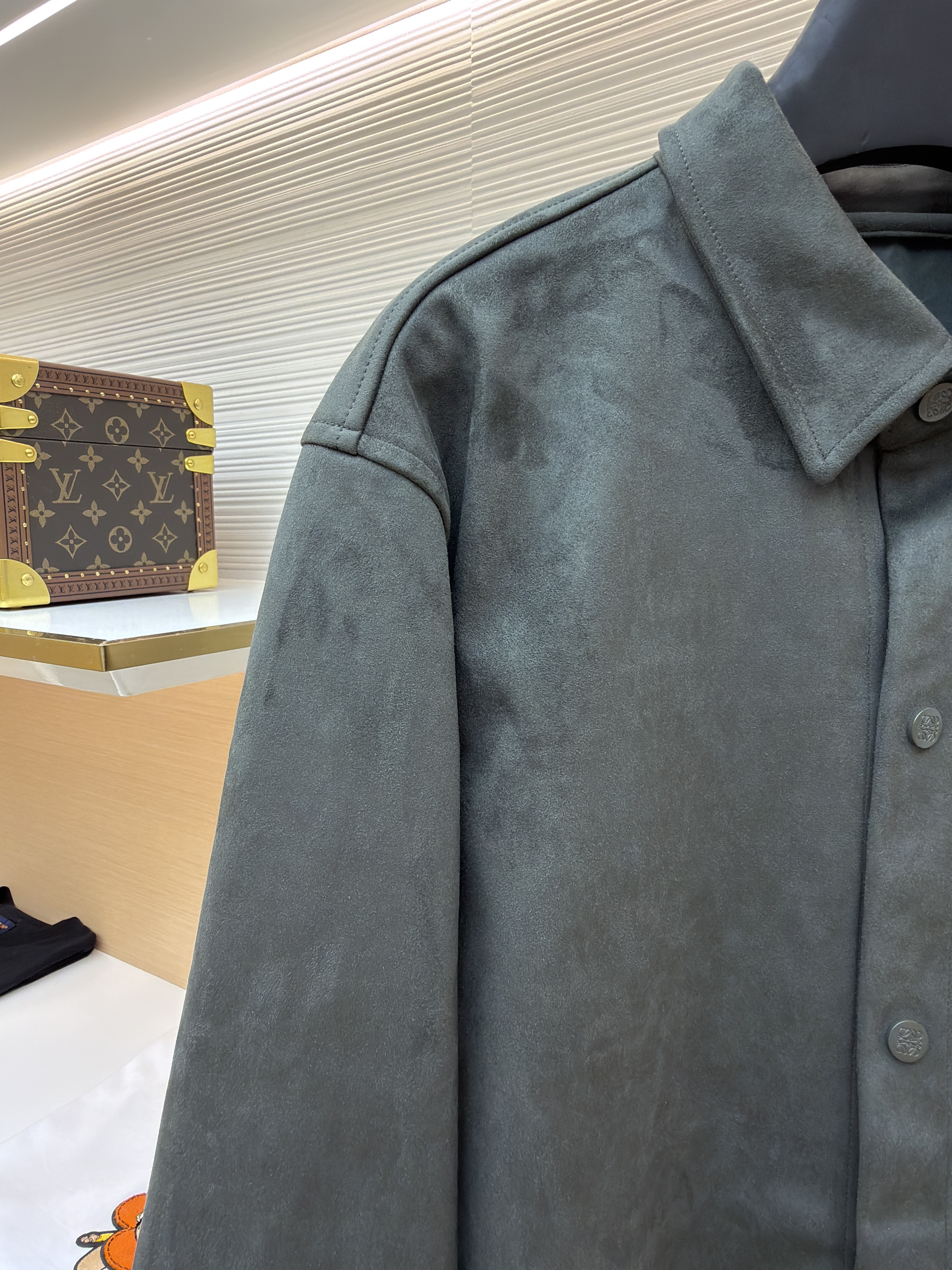 LOEWE 罗意威 刺绣麂皮绒外套 夹克 长袖 秋冬 卡其色 黑色 绿色 C0