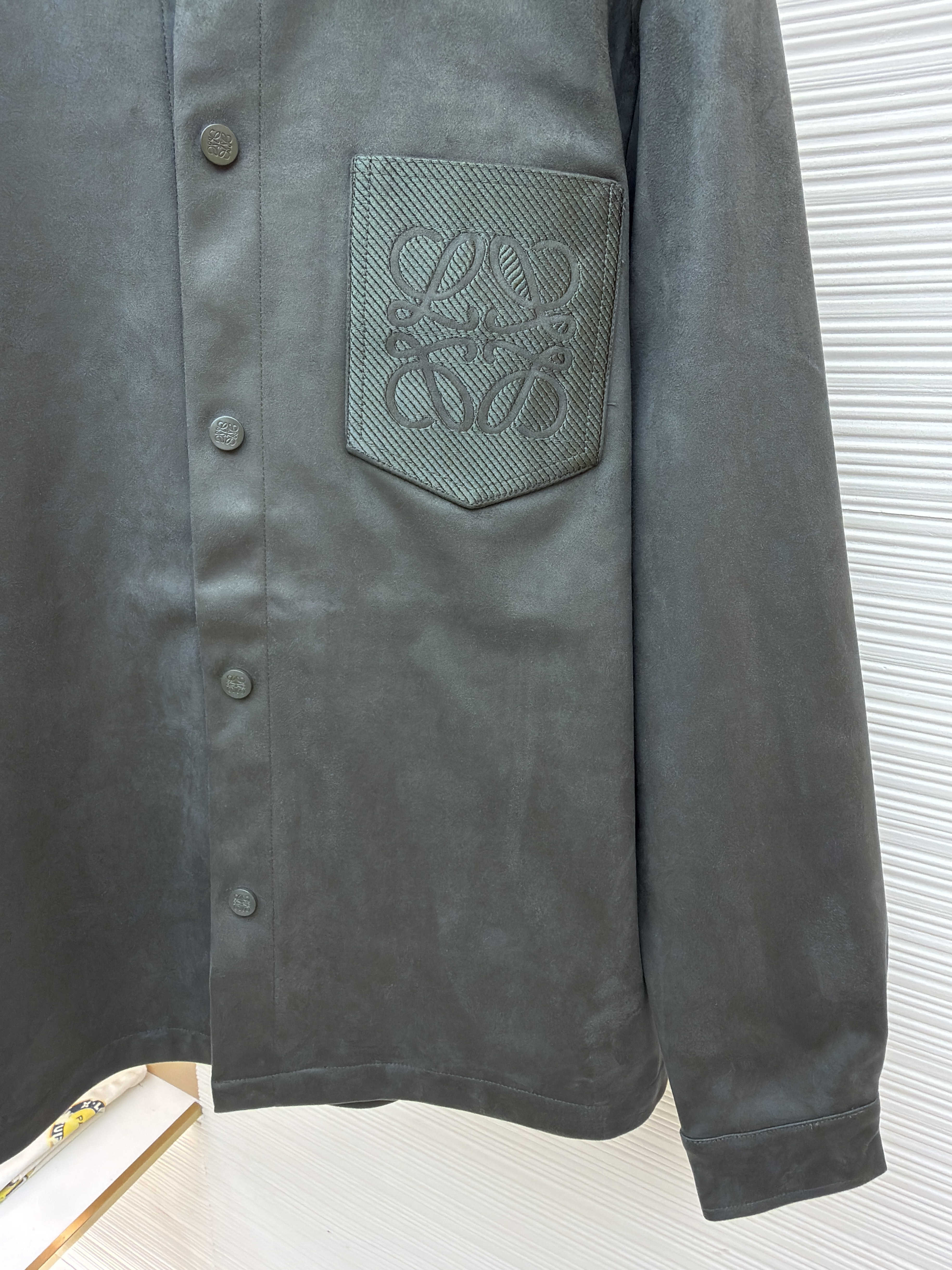 LOEWE 罗意威 刺绣麂皮绒外套 夹克 长袖 秋冬 卡其色 黑色 绿色 C0