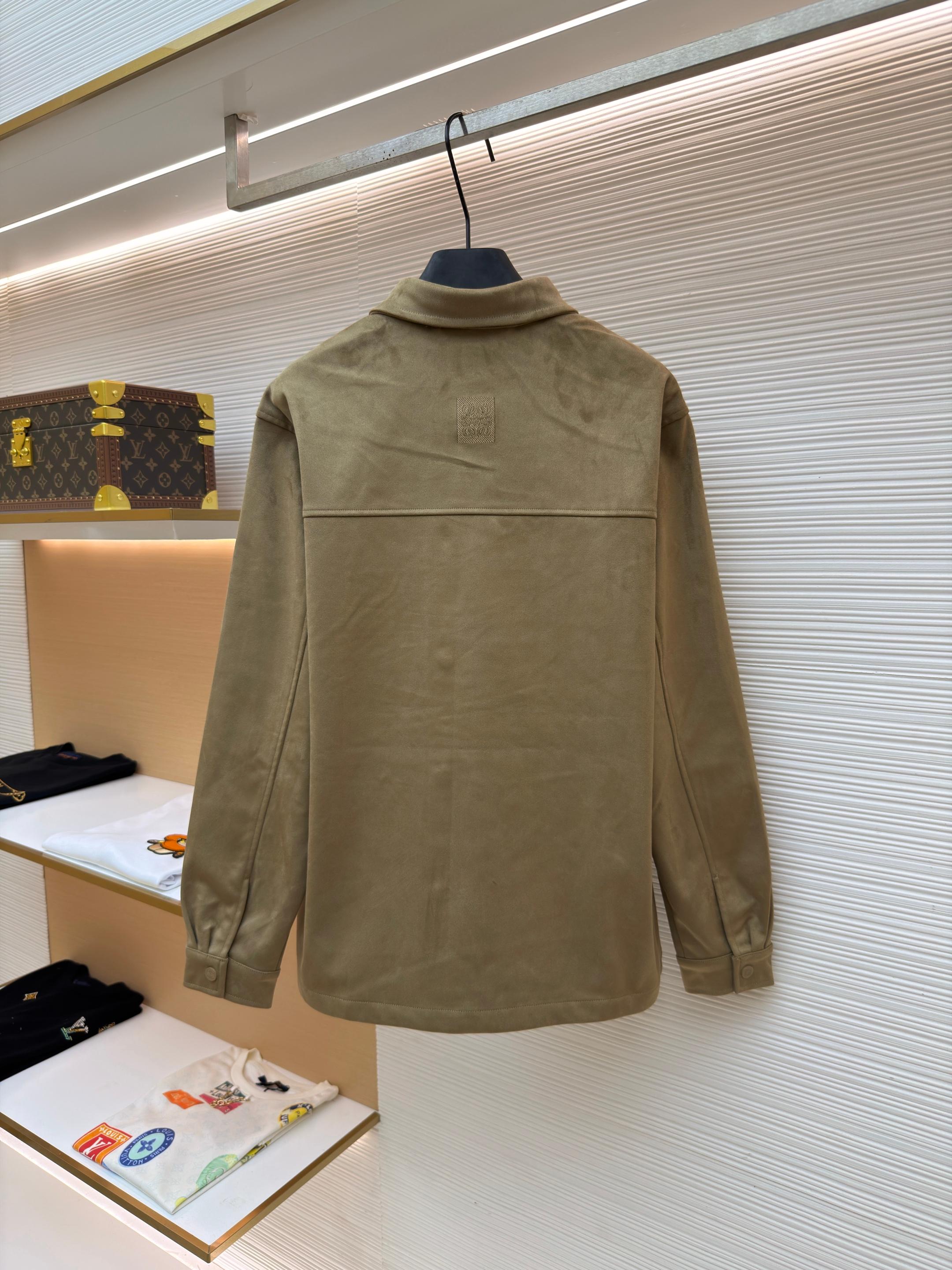 LOEWE 罗意威 刺绣麂皮绒外套 夹克 长袖 秋冬 卡其色 黑色 绿色 C0