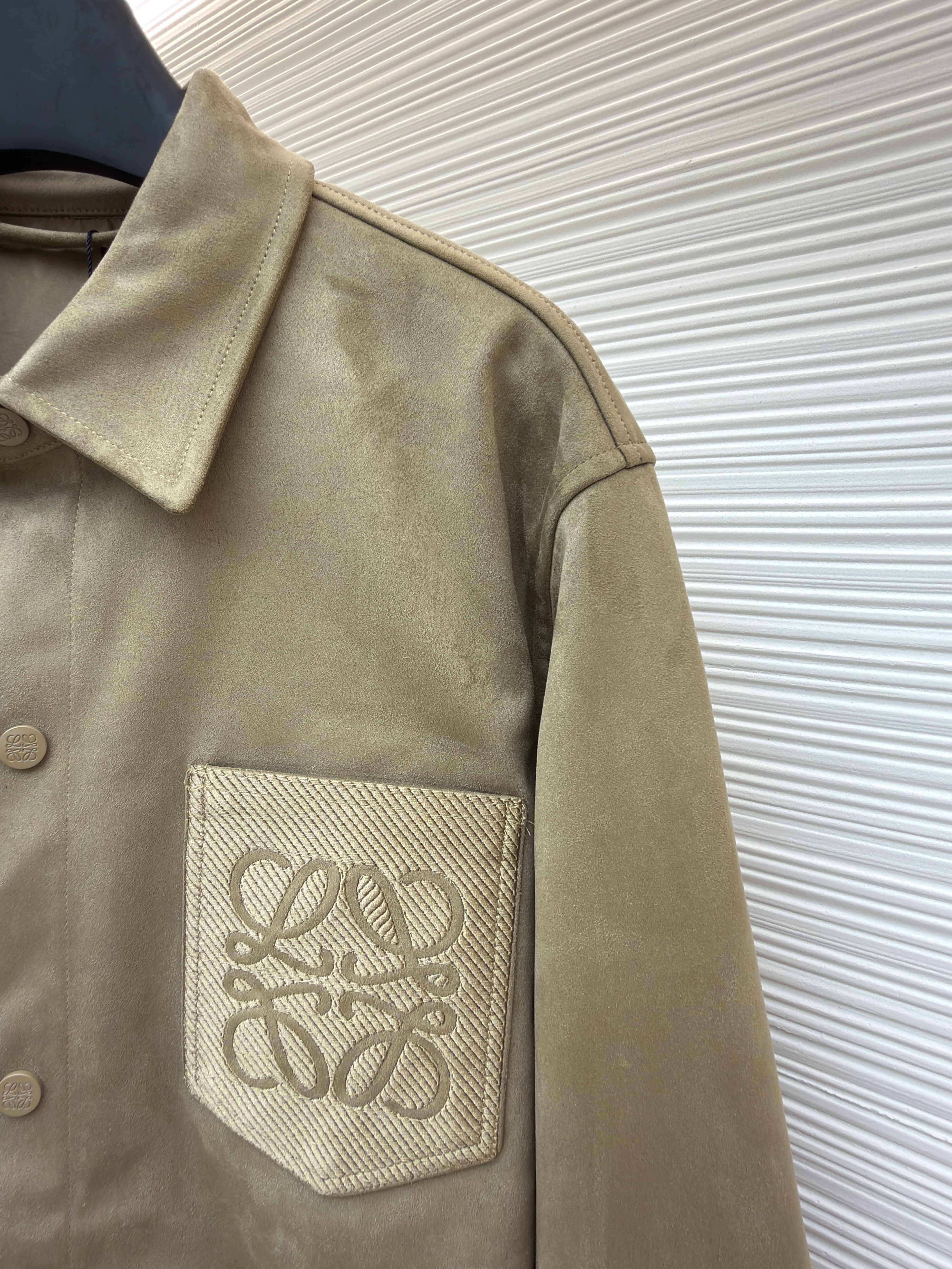 LOEWE 罗意威 刺绣麂皮绒外套 夹克 长袖 秋冬 卡其色 黑色 绿色 C0