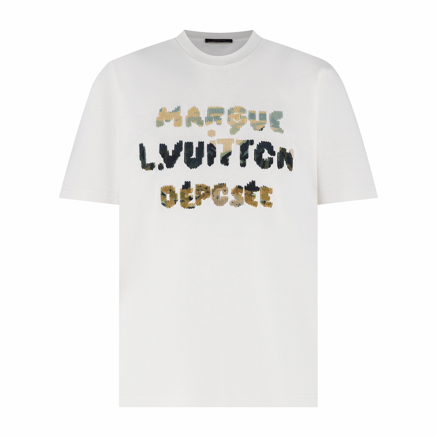 LOUIS VUITTON 路易威登 LV 彩色立体刺绣圆领短袖 T恤 夏季 白色 A0