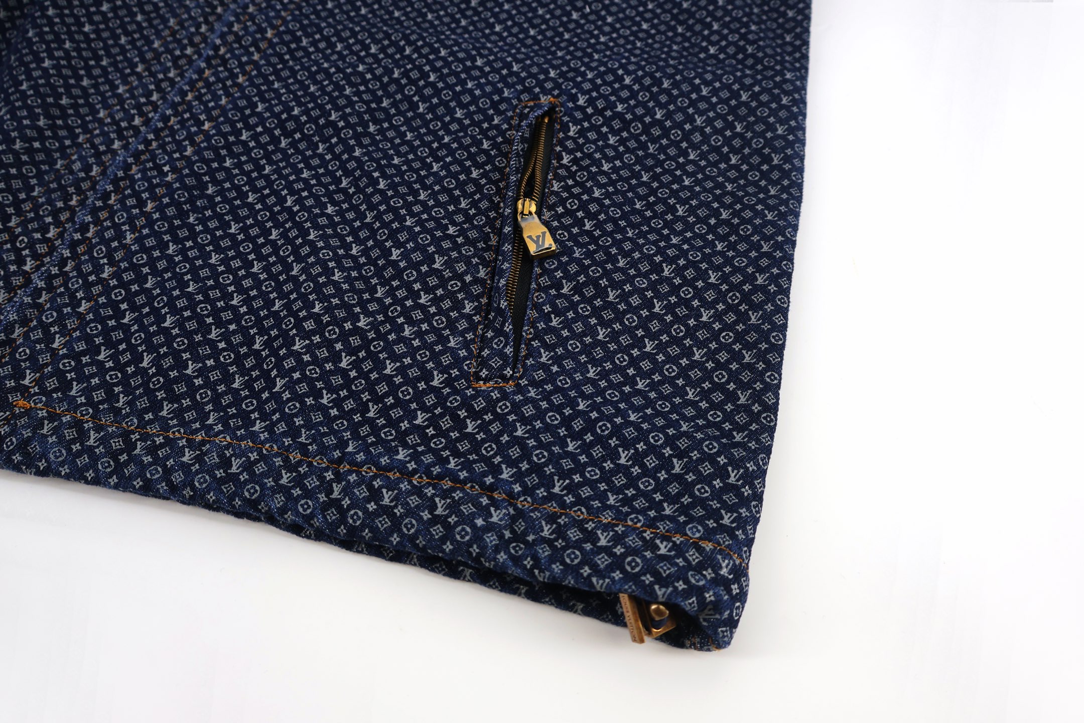 LOUIS VUITTON 路易威登 满福老花纳米纹理牛仔外套 夹克 牛仔衣 长袖 秋冬 蓝色 C0 