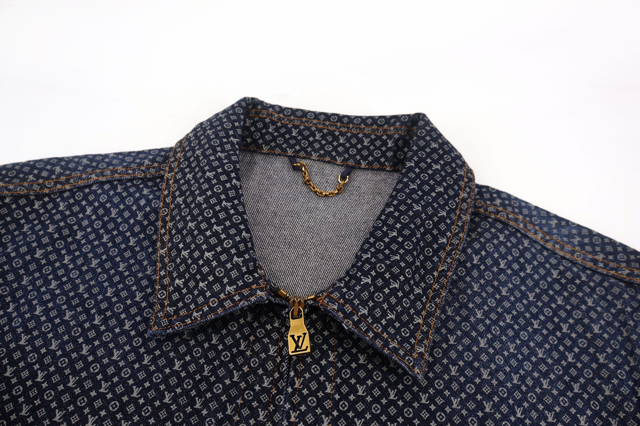 LOUIS VUITTON 路易威登 满福老花纳米纹理牛仔外套 夹克 牛仔衣 长袖 秋冬 蓝色 C0 