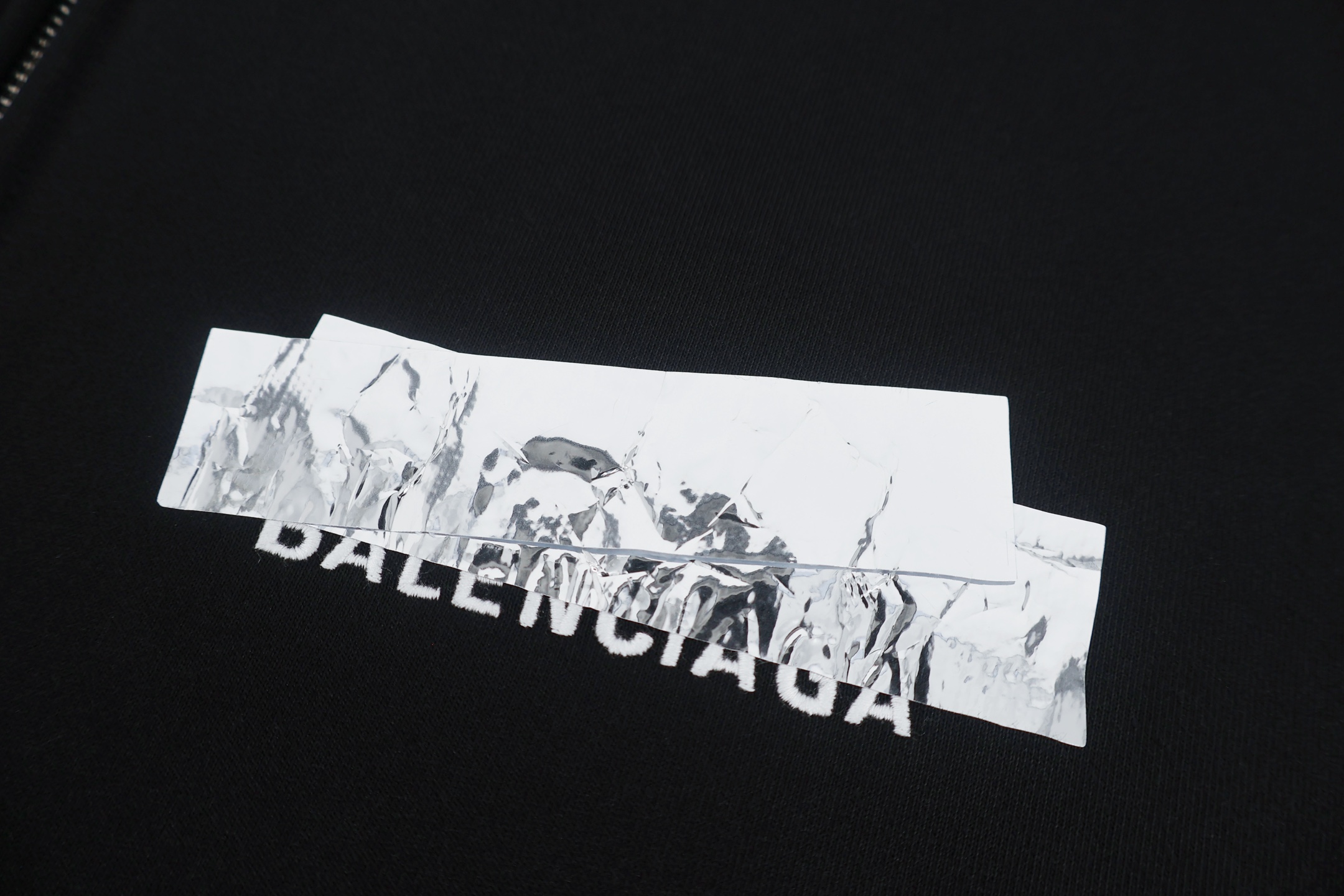 Balenciaga 巴黎世家银箔胶带字母拉链连帽卫衣 夹克 外套 连帽衫 长袖 秋冬 黑色 B5