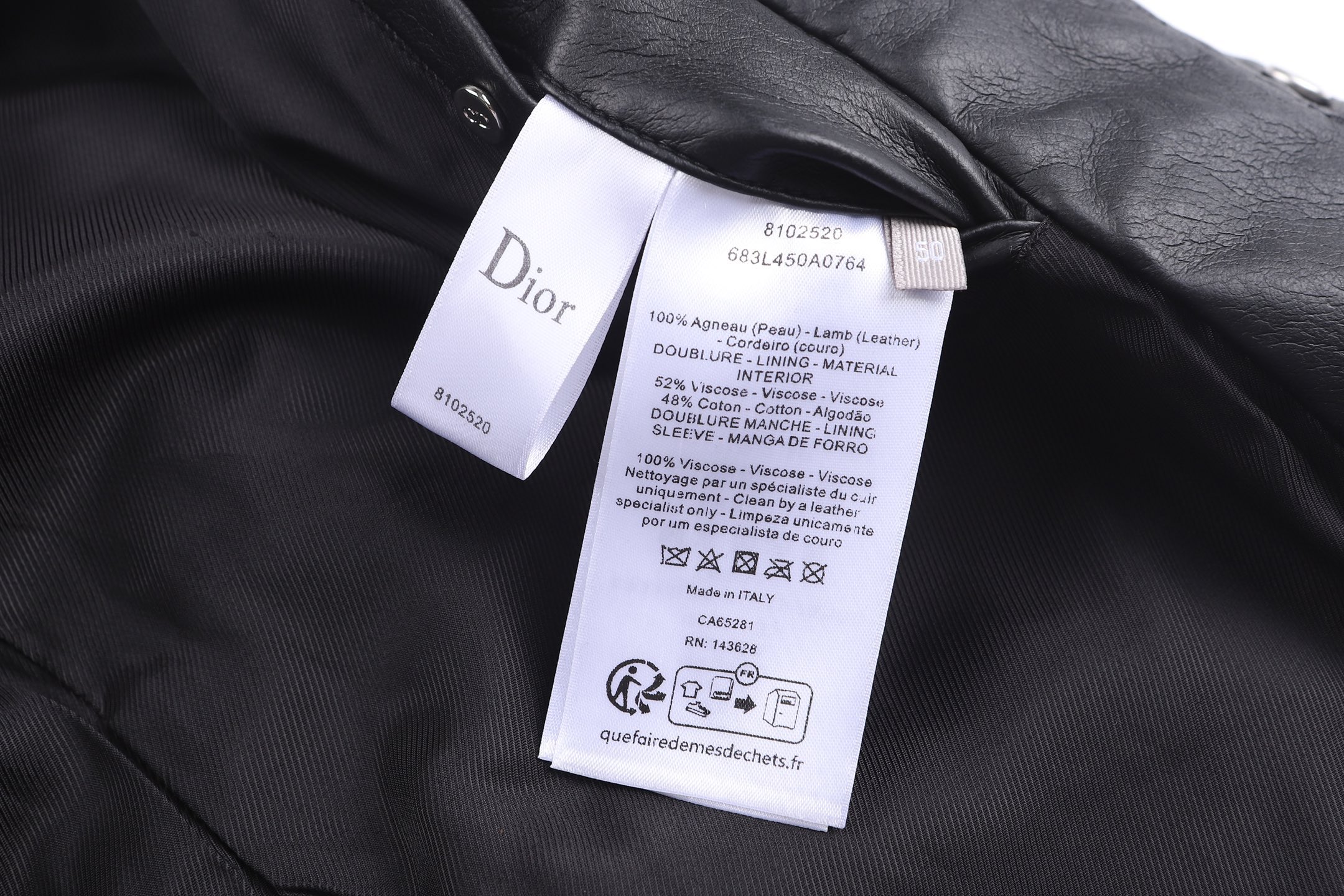 DIOR 迪奥 绒面羊皮革logo压花外套 夹克 秋冬款 长袖 黑色 C0