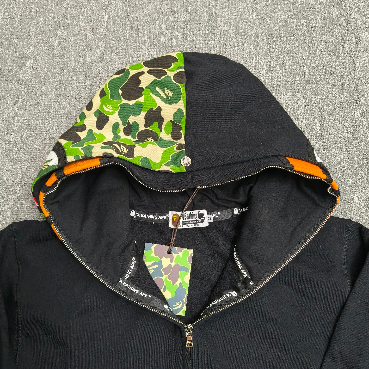 双帽 A BATHING APE BAPE  SS25  卡通小猴 拉链 外套  男女同款 黑色迷彩 XX911 