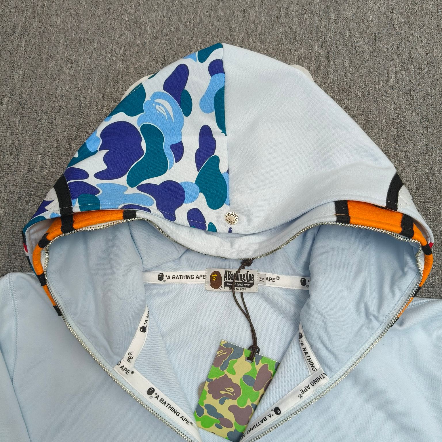 双帽 A BATHING APE BAPE  SS25  卡通小猴 拉链 外套  男女同款 蓝色 XX911 