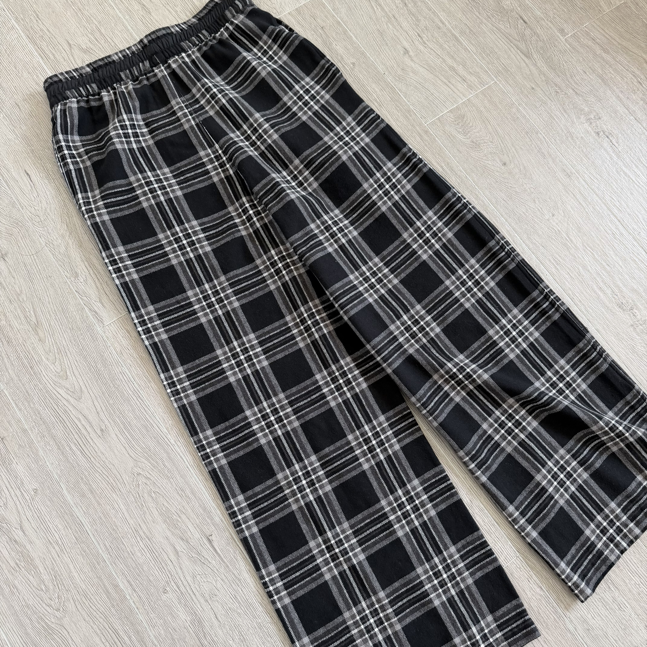 925 Chrome Hearts CH 克罗心 法兰绒格子松紧腰长裤 裤子 休闲裤 黑色