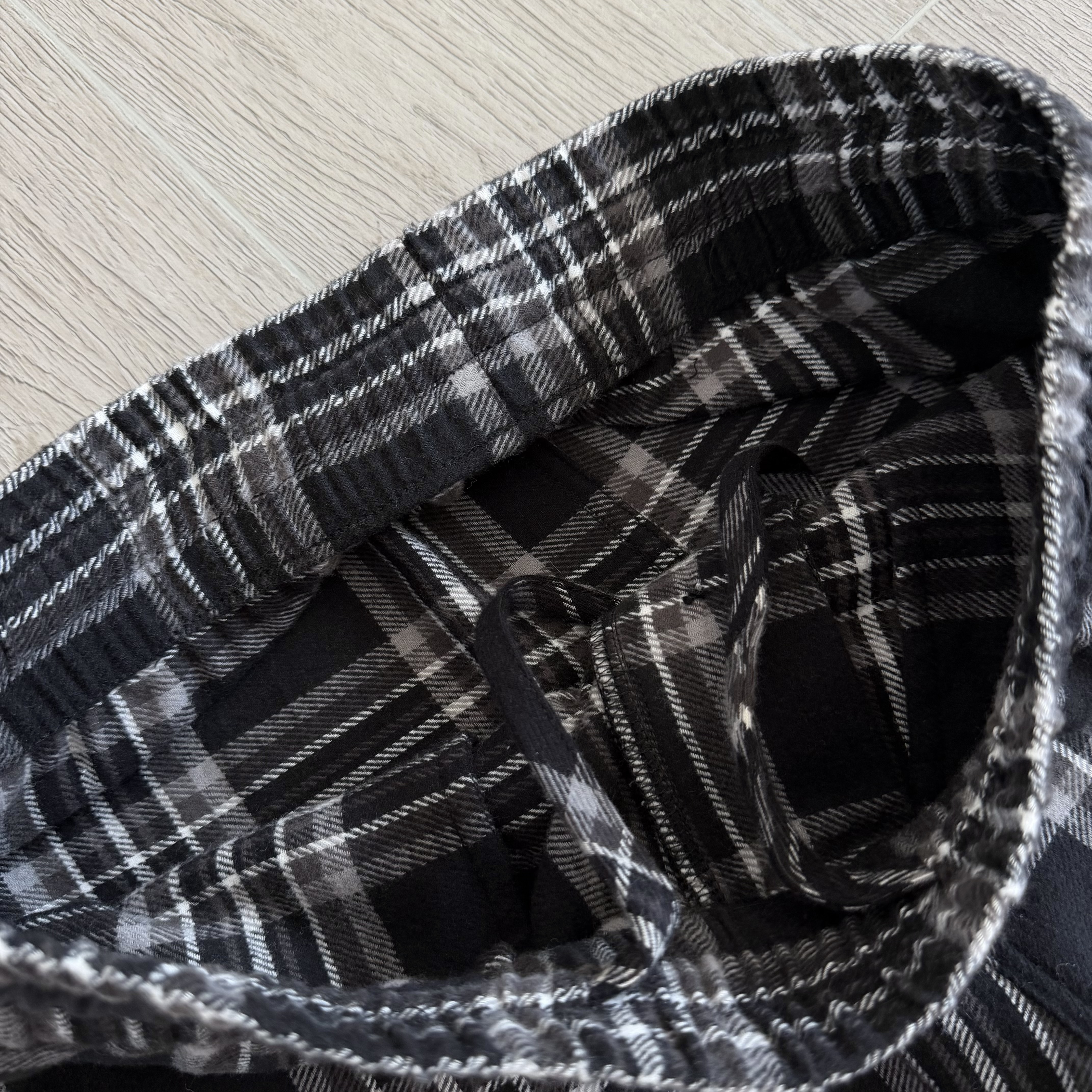 925 Chrome Hearts CH 克罗心 法兰绒格子松紧腰长裤 裤子 休闲裤 黑色