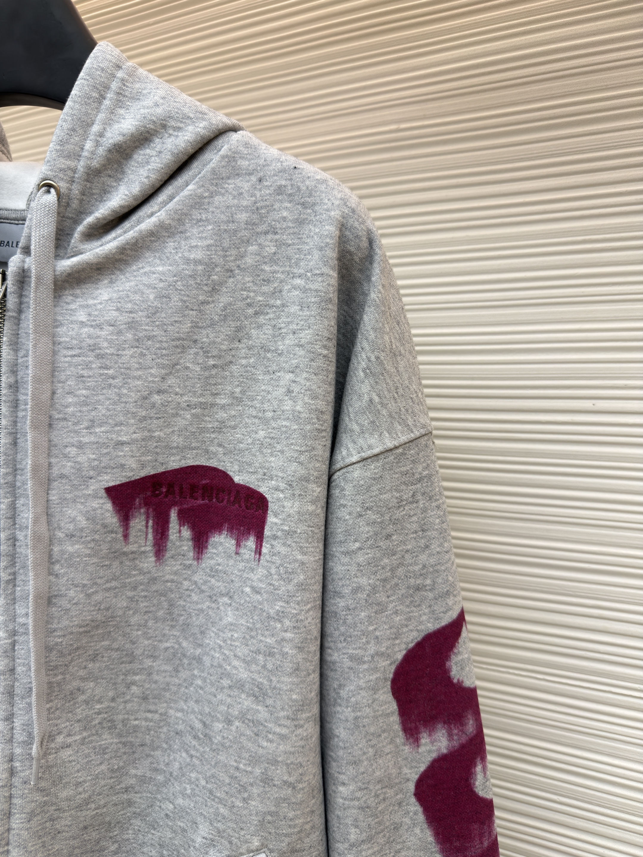 Balenciaga 巴黎世家 3M溶解印花拉链连帽卫衣 外套 连帽衫 长袖 秋冬 灰色 B0