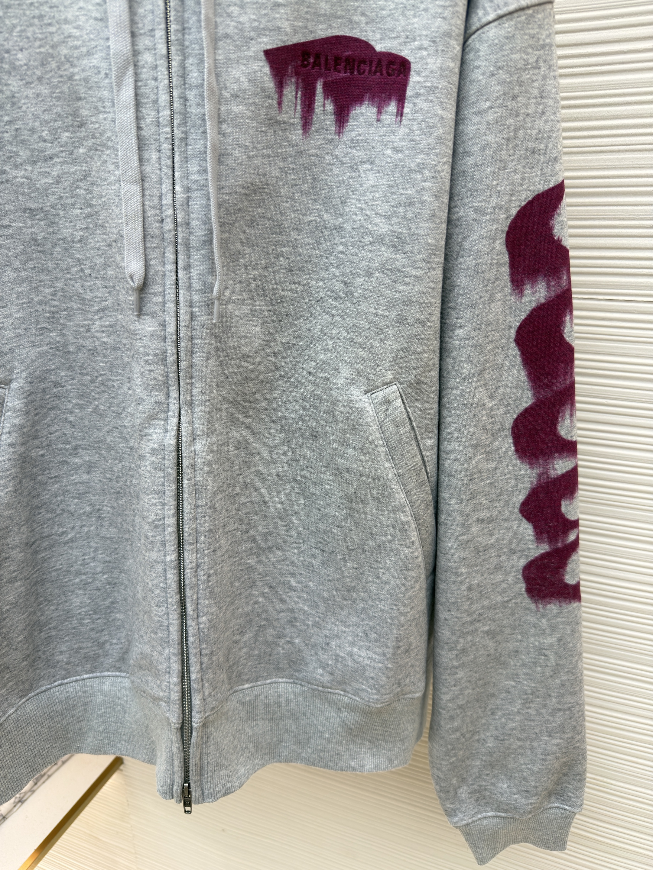 Balenciaga 巴黎世家 3M溶解印花拉链连帽卫衣 外套 连帽衫 长袖 秋冬 灰色 B0