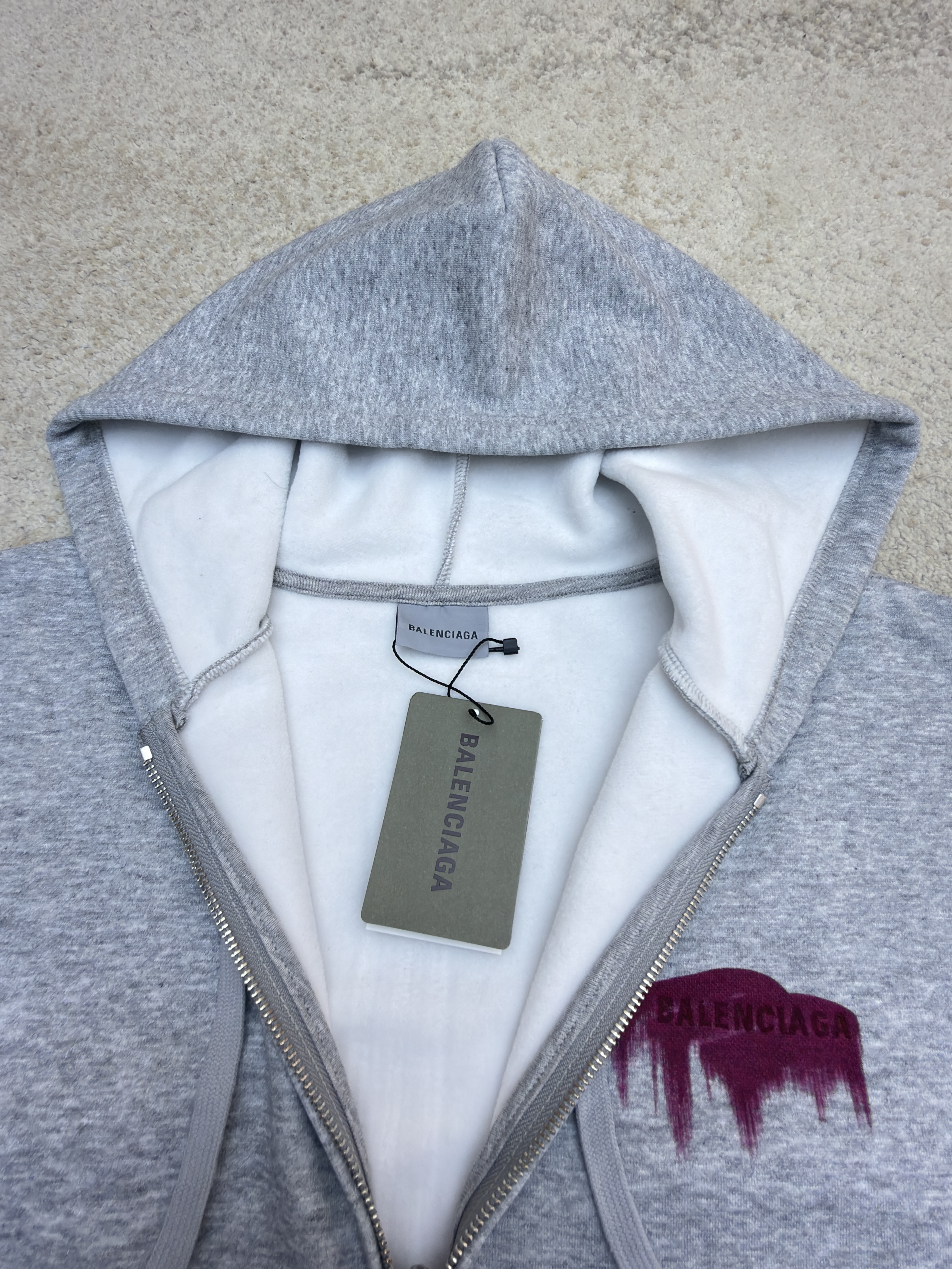 Balenciaga 巴黎世家 3M溶解印花拉链连帽卫衣 外套 连帽衫 长袖 秋冬 灰色 B0