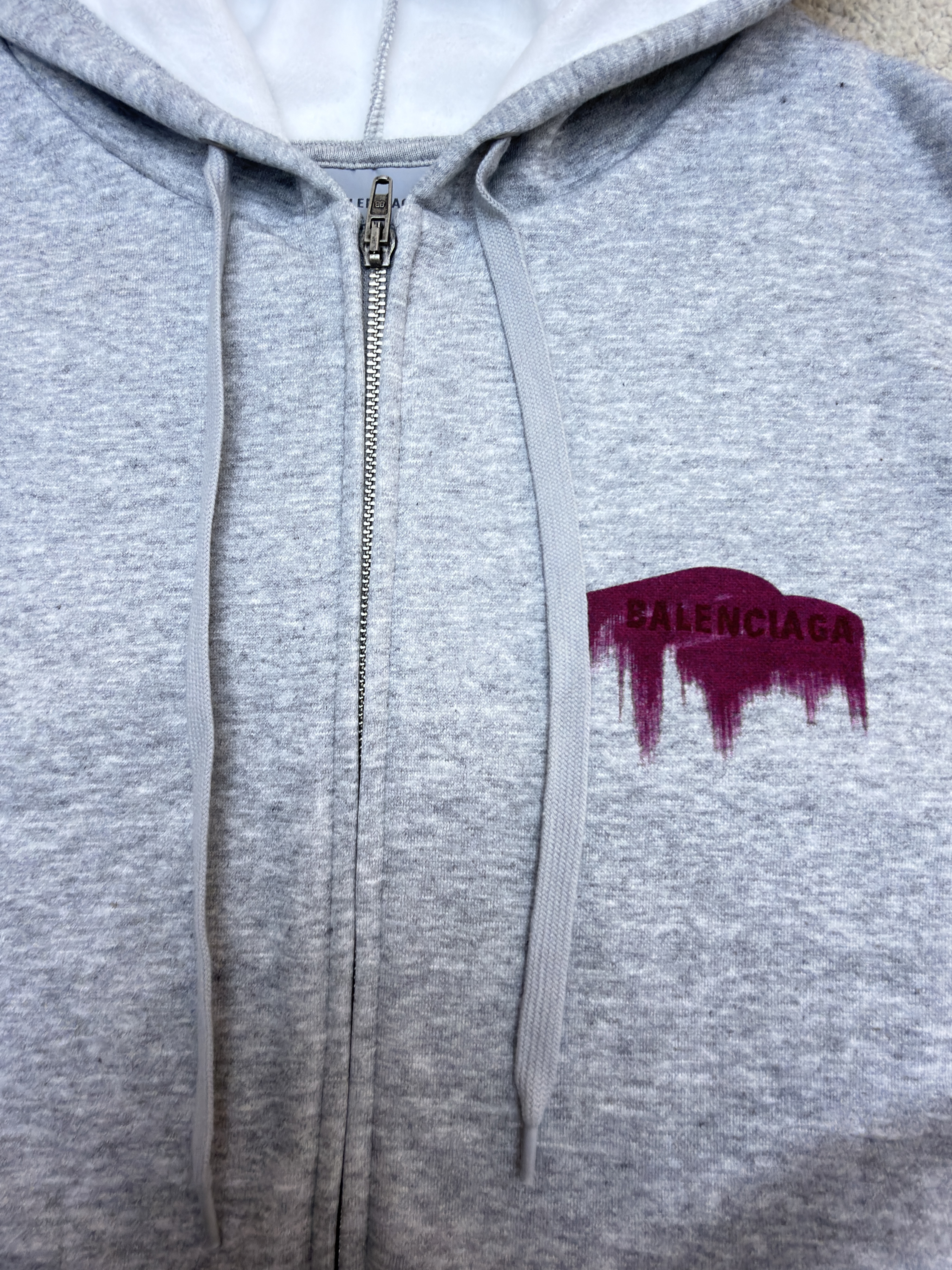 Balenciaga 巴黎世家 3M溶解印花拉链连帽卫衣 外套 连帽衫 长袖 秋冬 灰色 B0